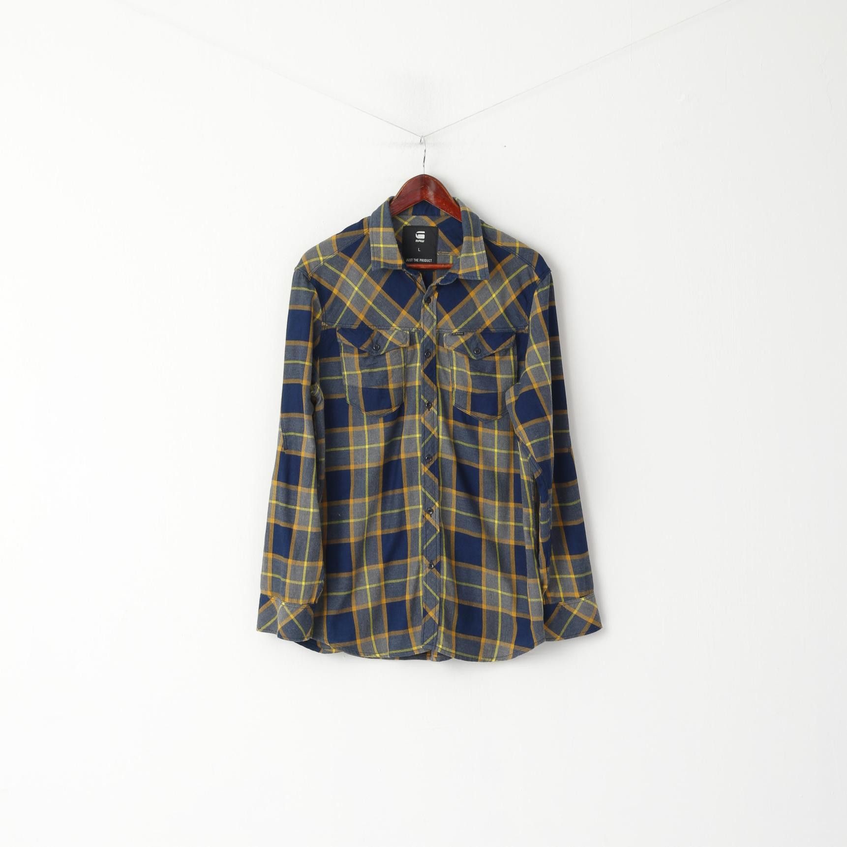 G-Star G-STAR RAW Men L Casual Shirt Navy Check 4902 Size US L / EU 52-54 / 3 - 2 Thumbnail