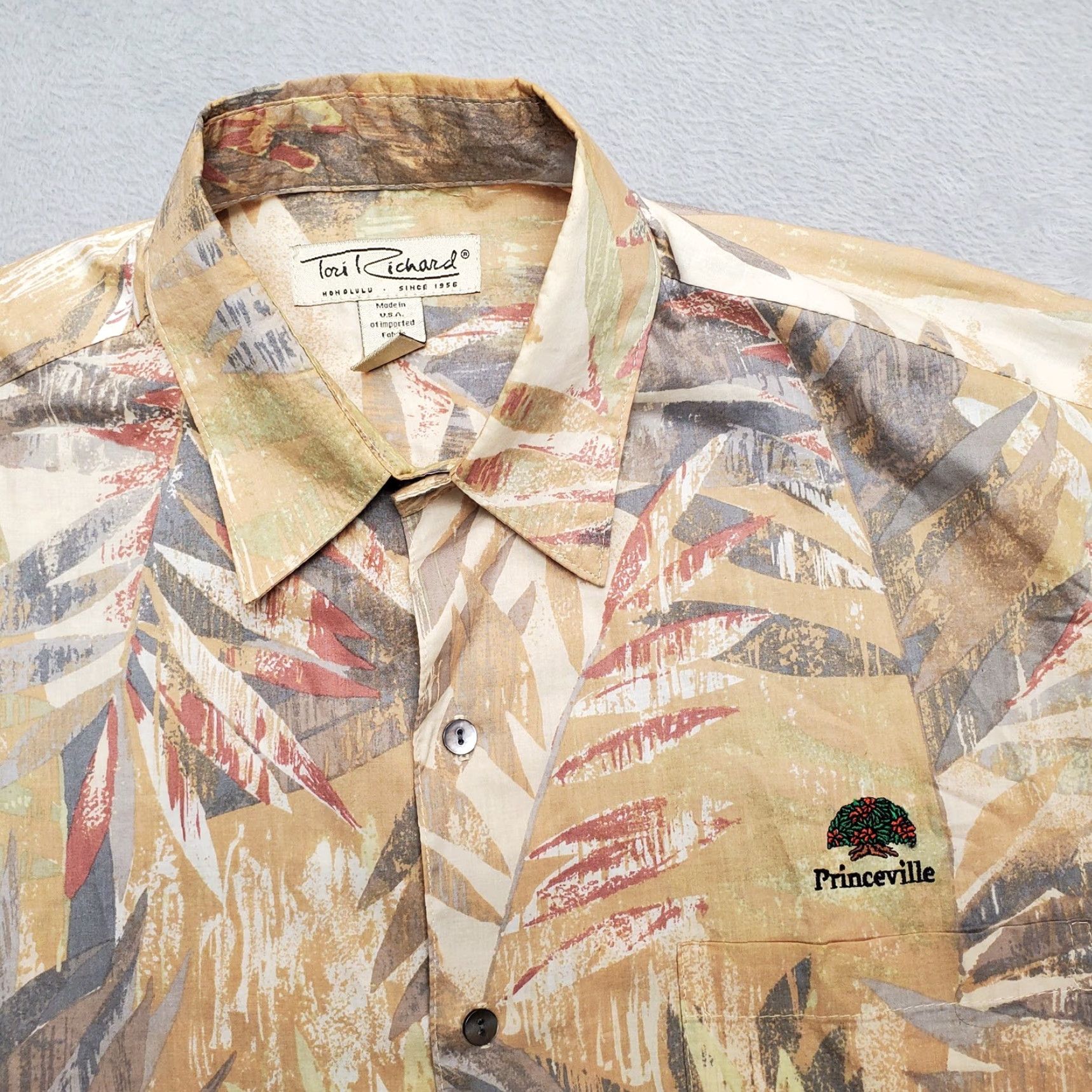 Tori Richard Tori Richard Shirt Mens Small Beige Floral Print Button Up Short Sleeve Casual Size US S / EU 44-46 / 1 - 4 Thumbnail