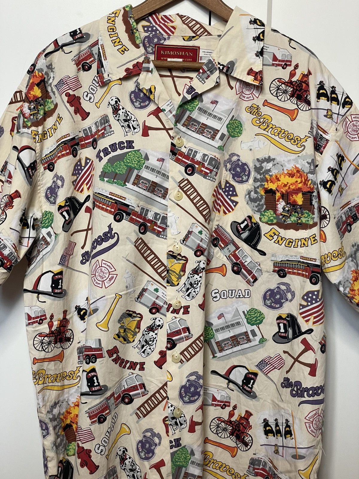 Vintage KIMOSHAN MEN’S FIREMAN COTTON BUTTON SHORT SLEEVE SHIRT Size US XL / EU 56 / 4 - 2 Thumbnail