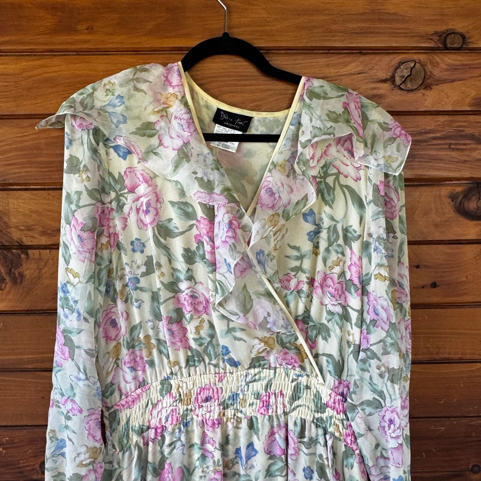 Vintage Vintage Diane Freis Pastel Floral Silk Chiffon Wrap Dress Size M / US 6-8 / IT 42-44 - 4 Thumbnail