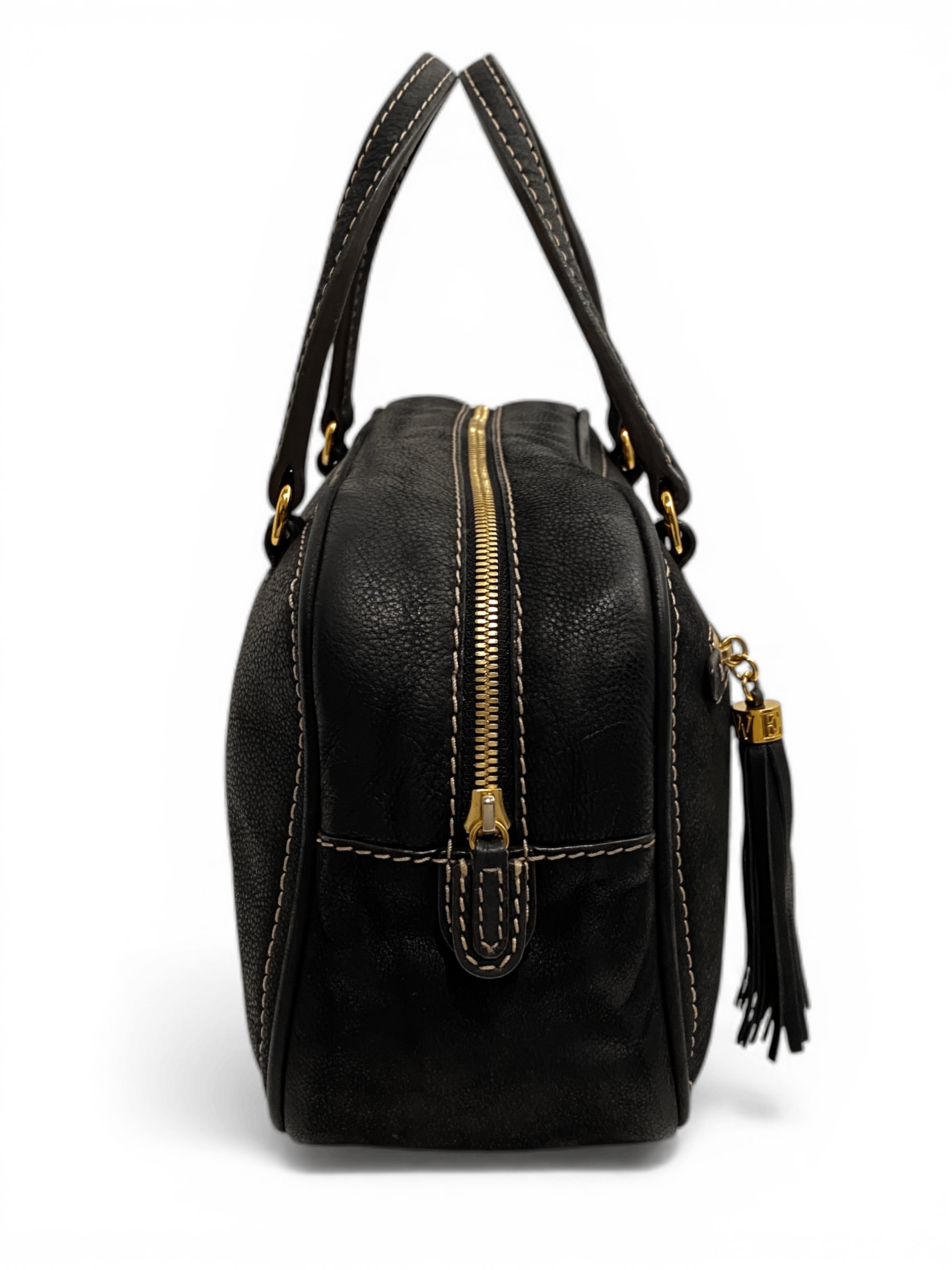 Loewe Loewe Anagram Logo Black Leather Black Bowling Tote Hand Bag Size ONE SIZE - 6 Thumbnail