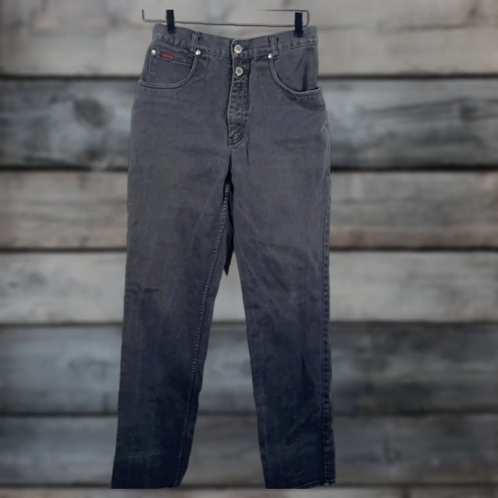 Vintage VINTAGE Lawman Jeans Women's 11 (28 x 33) Black Denim High Waisted Zip Fly 5-Pocket Cowboy Retro Womens Size 28" / US 6 / IT 42 - 1 Thumbnail