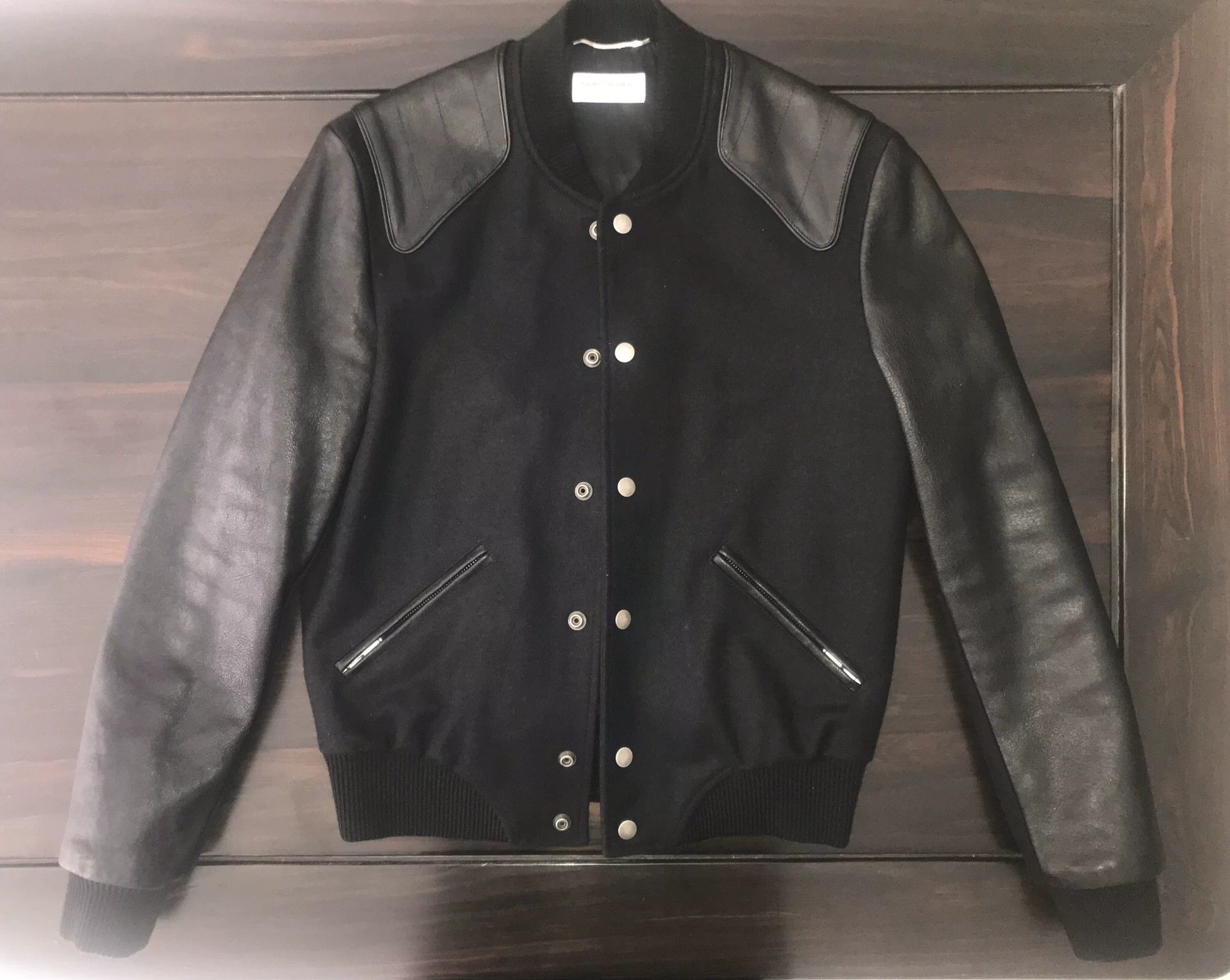 Yves Saint Laurent saint laurent wool and leather varsity jacket Size US M / EU 48-50 / 2 - 1 Thumbnail