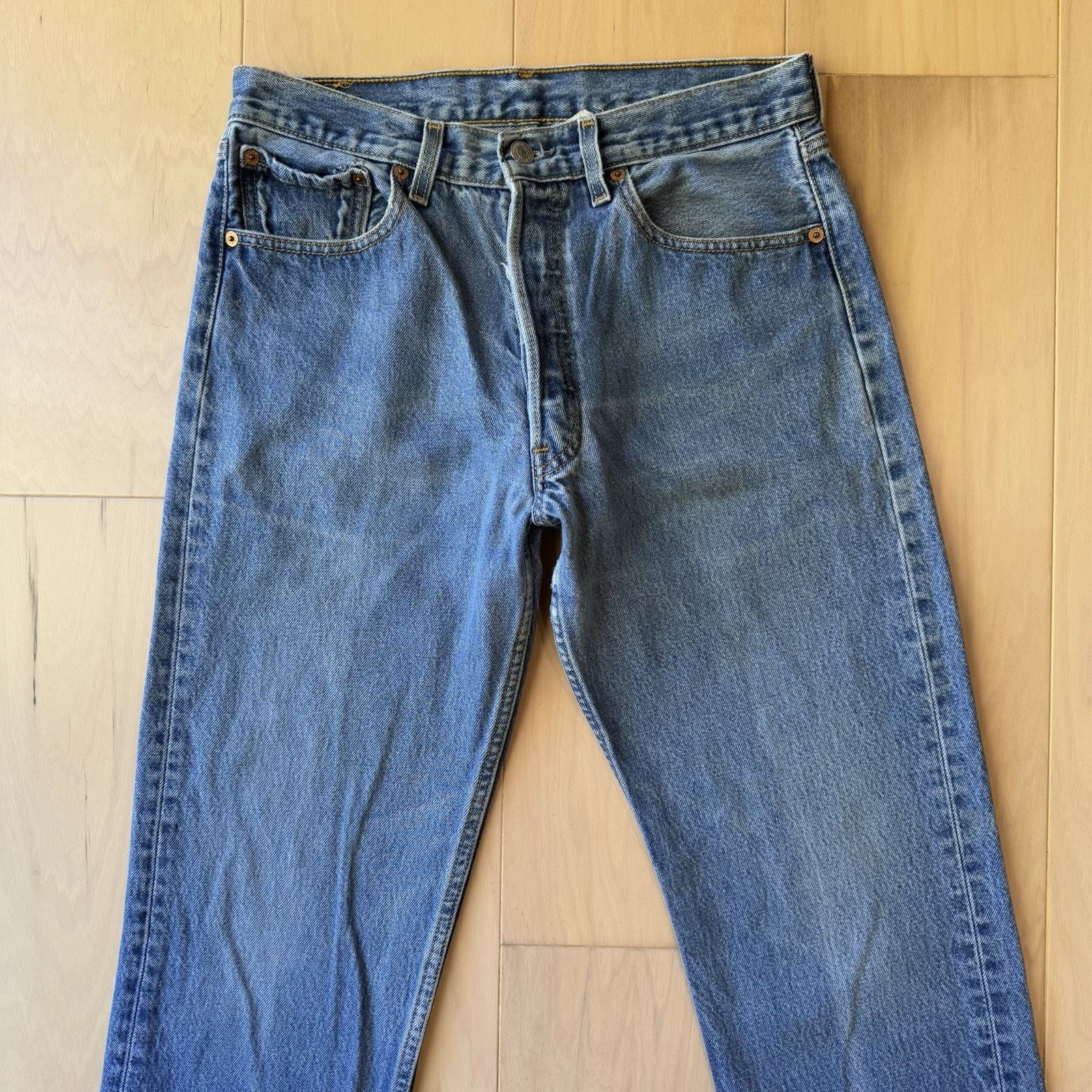 Levi's × Vintage Vintage Levis 501 Jeans 29 Blue Faded Straight Leg Denim Size US 29 - 3 Thumbnail