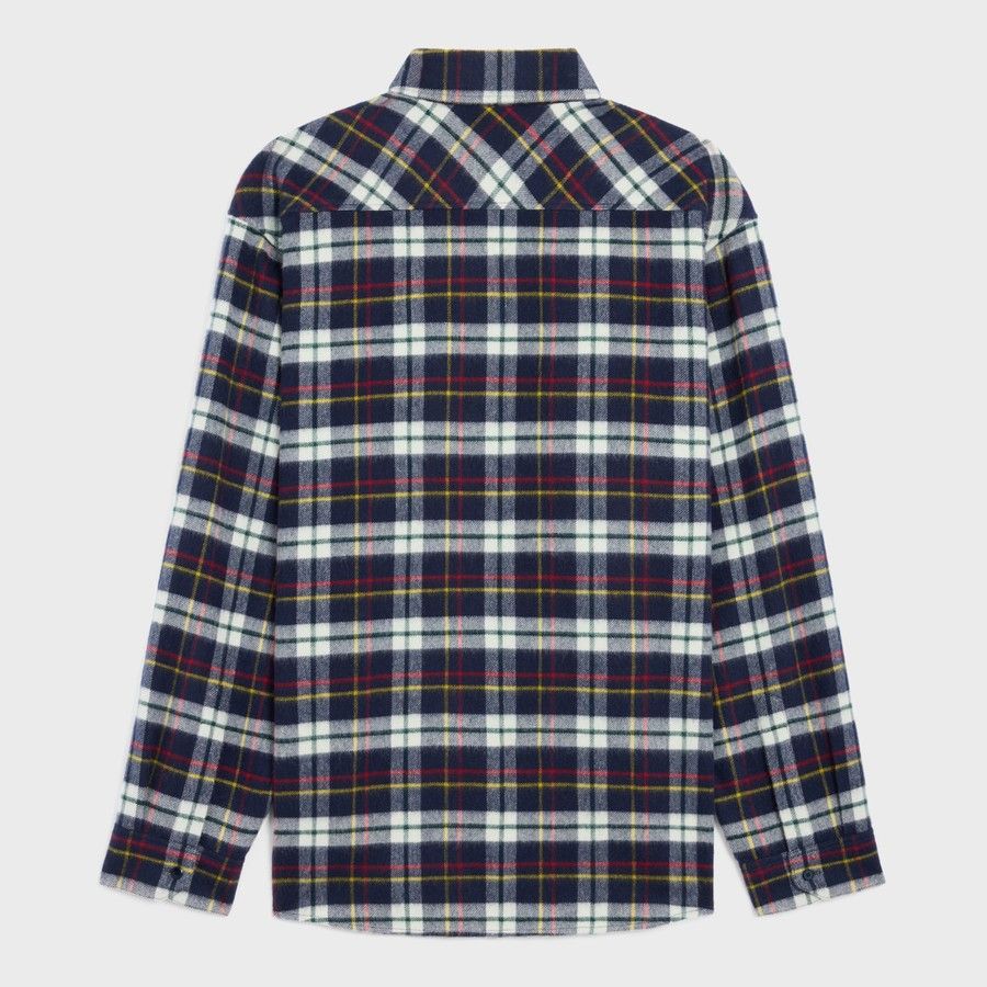Celine o1d2blof0226 Checked Wool Shirt in Multicolor Size US L / EU 52-54 / 3 - 2 Thumbnail