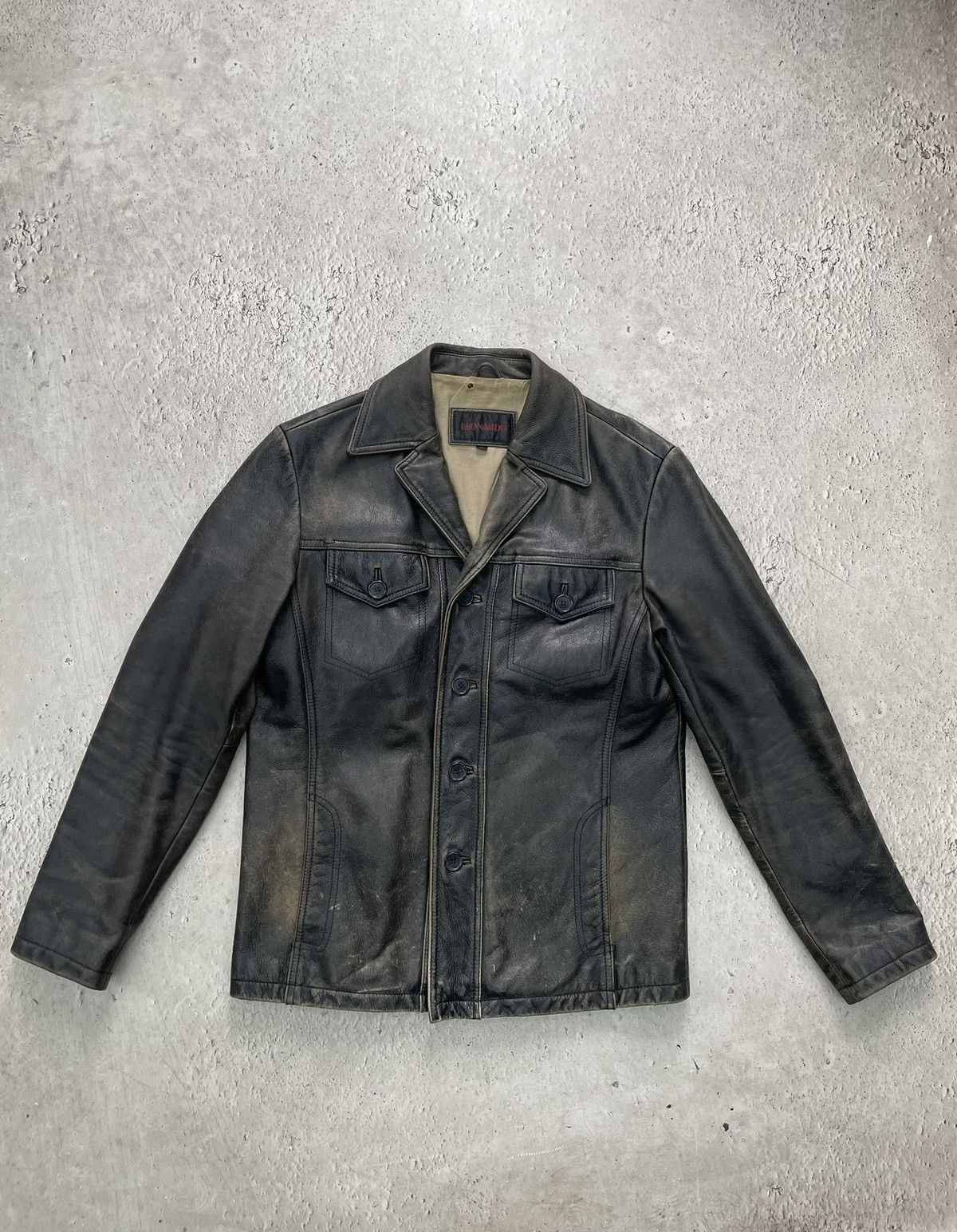 Genuine Leather Y2K button up 90s avant GARDE retro leather jacket Size US S / EU 44-46 / 1 - 2 Thumbnail
