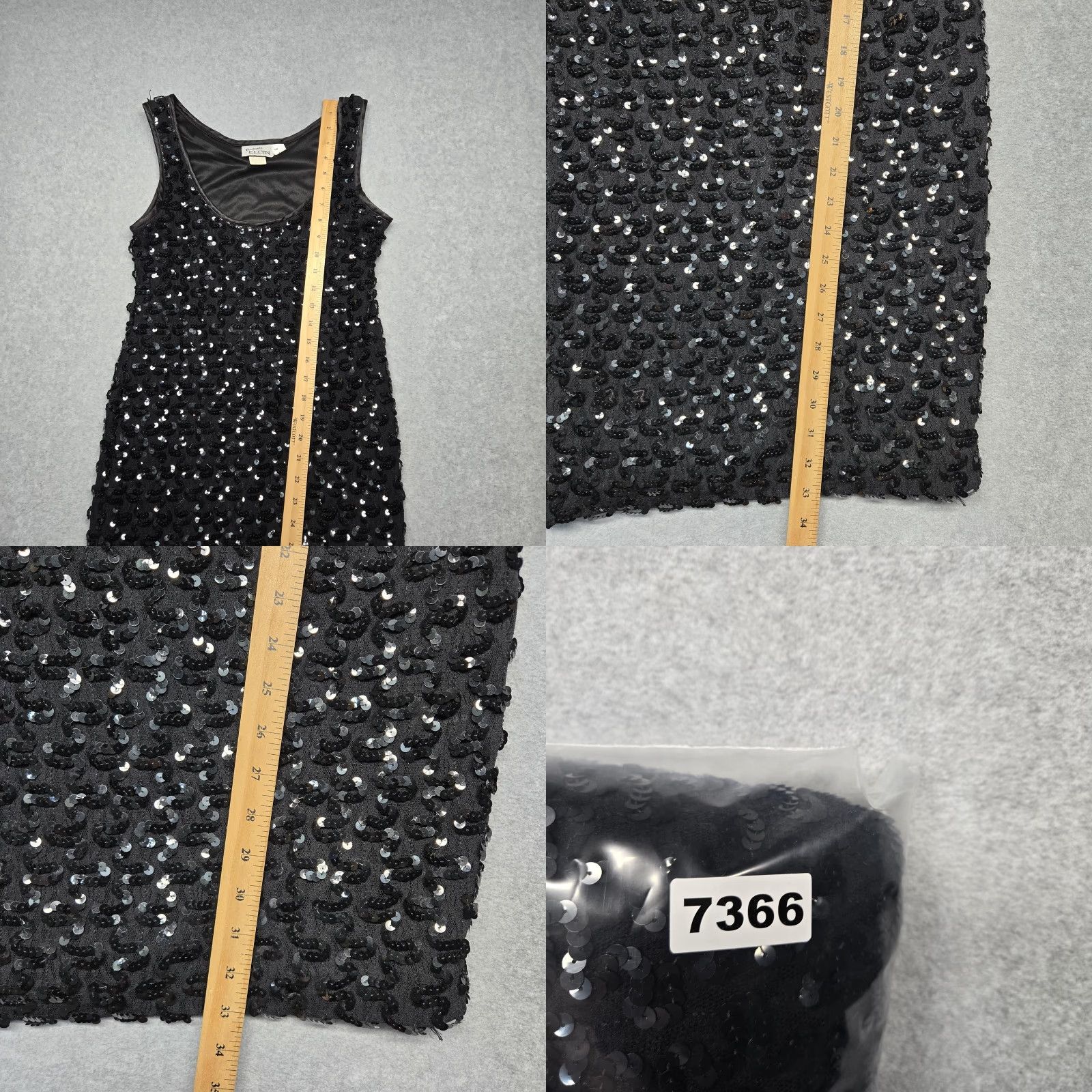Vintage VINTAGE Positively Ellyn Dress Juniors 5 Black Sequin Party Sheath USA 80s Size S / US 4 / IT 40 - 9 Thumbnail