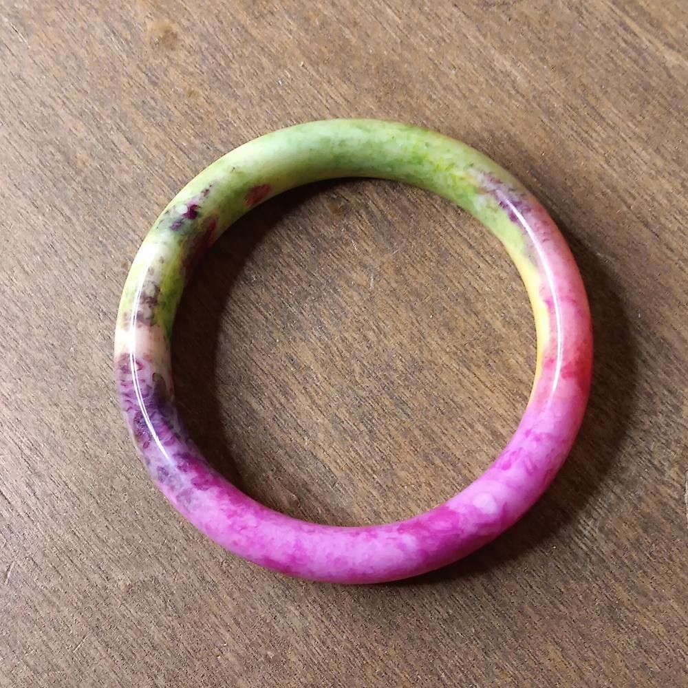 Designer Genuine Peacock Jade Bangle Bracelet Size ONE SIZE - 2 Thumbnail