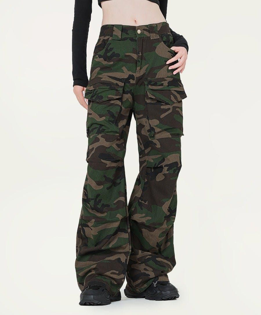 image of Camo Baggy Wide Leg Pants, Women's (Size 26)