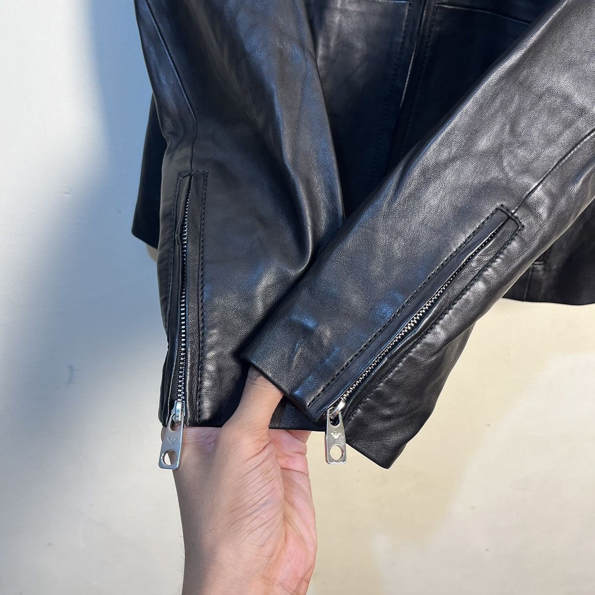 Emporio Armani Emporio Armani Women's Biker Leather Jacket Size XS / US 0-2 / IT 36-38 - 6 Thumbnail