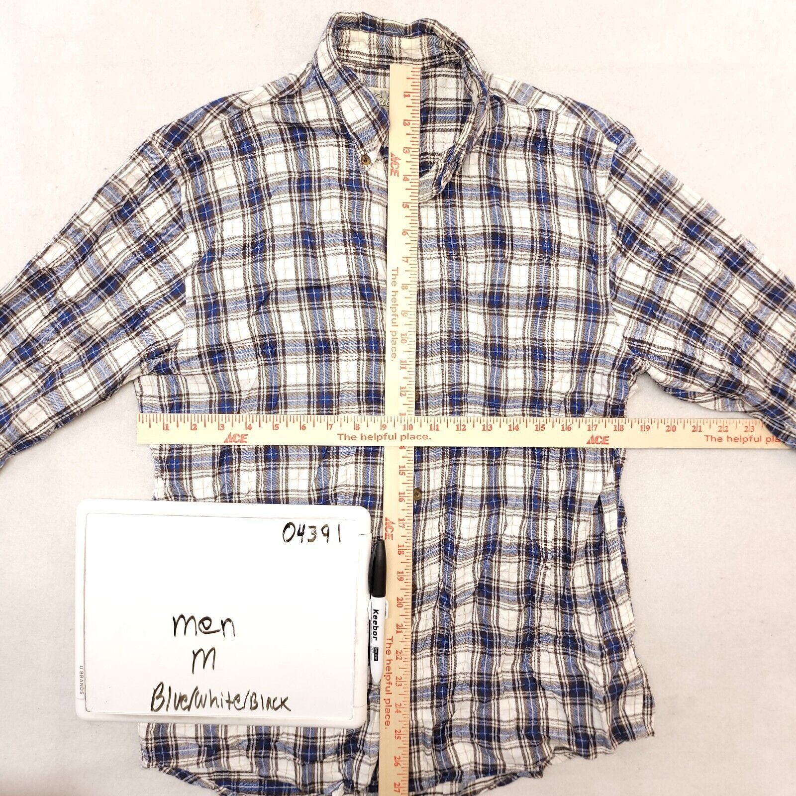 Cabelas Cabelas Tartan Flannel Shirt Adult Mens Size M White Blue Size US M / EU 48-50 / 2 - 6 Thumbnail