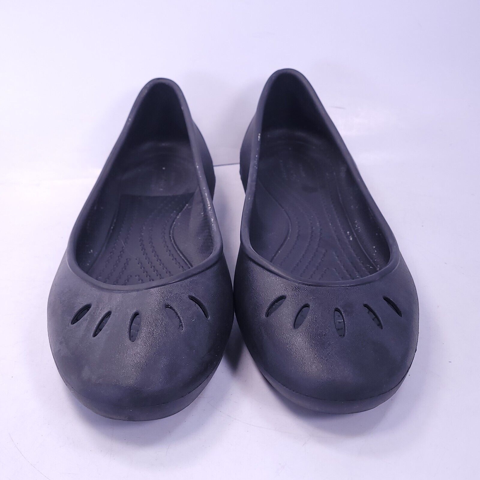 Crocs Crocs Casual Slip on Ballet Flat Womens Size 8 Black Rubber Size US 8 / IT 38 - 2 Thumbnail