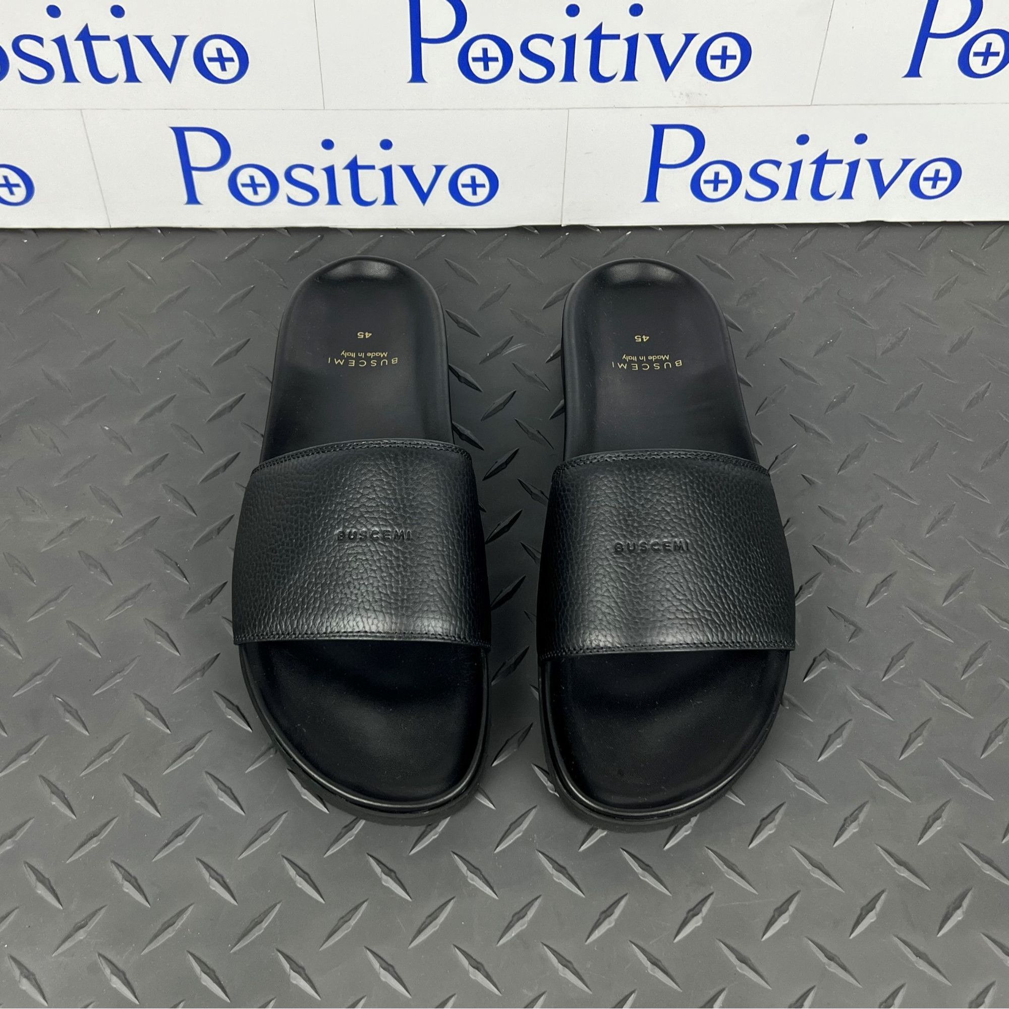 Buscemi Buscemi Slide Alce Black Leather Sandals US 14 EU 47 Size US 14 / EU 47 - 3 Thumbnail