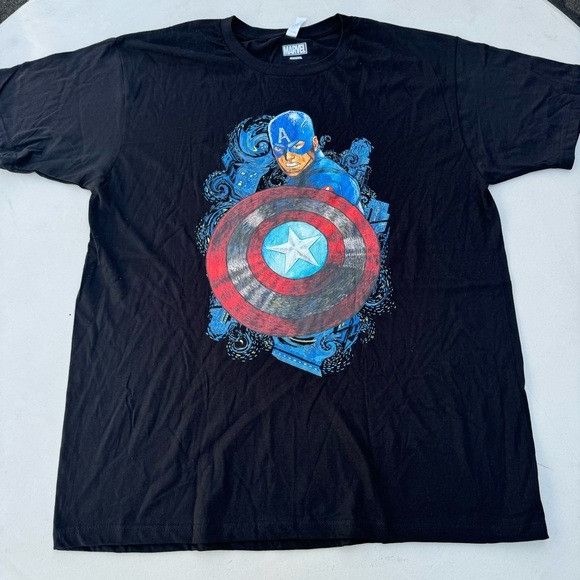 Marvel Comics New Men's Marvel Captain America Swirl Pattern T-Shirt Sz Ex Size US XL / EU 56 / 4 - 2 Thumbnail