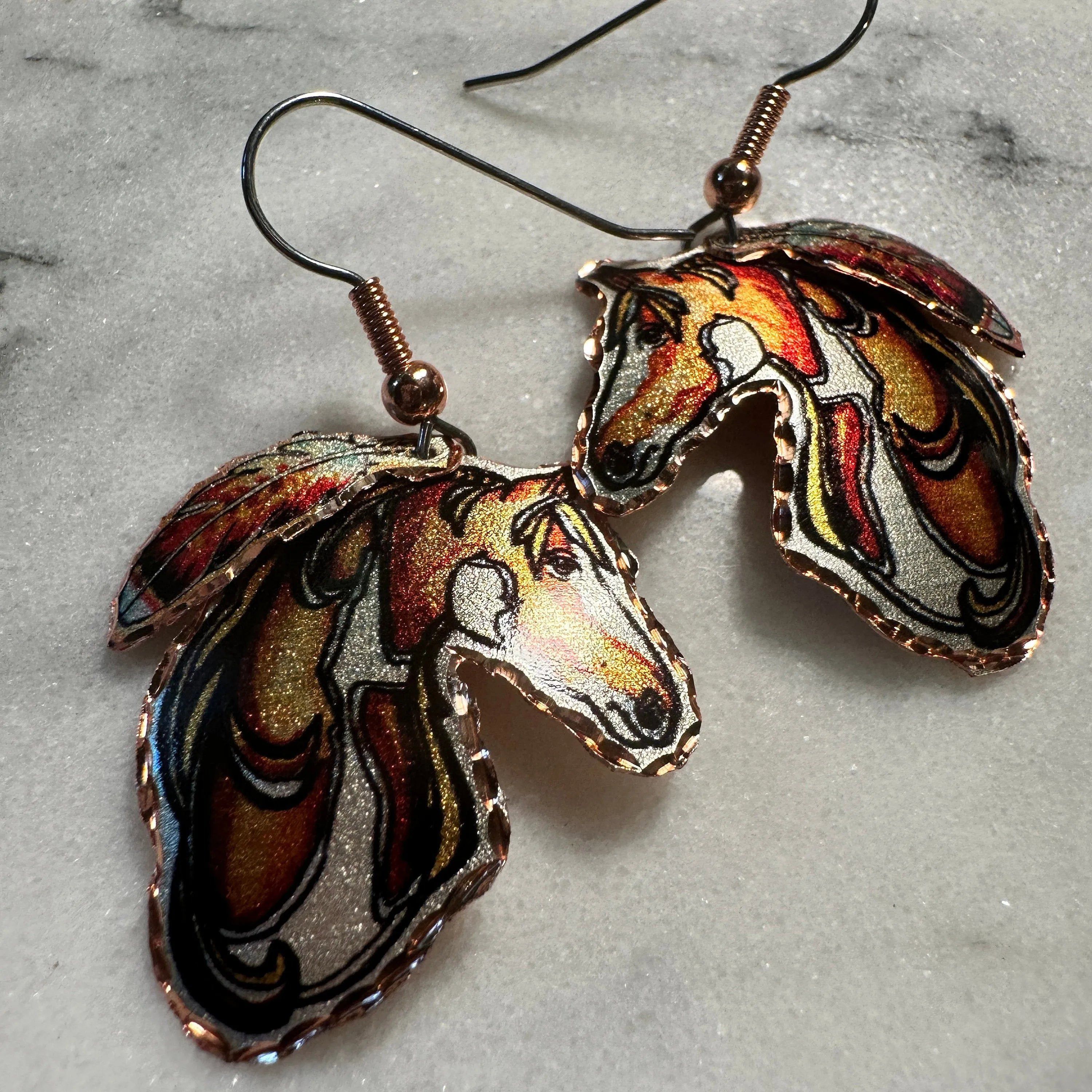 Other Handmade Boho Copper Feather Estuarian Horse Wire Drop Earri Size ONE SIZE - 8 Thumbnail