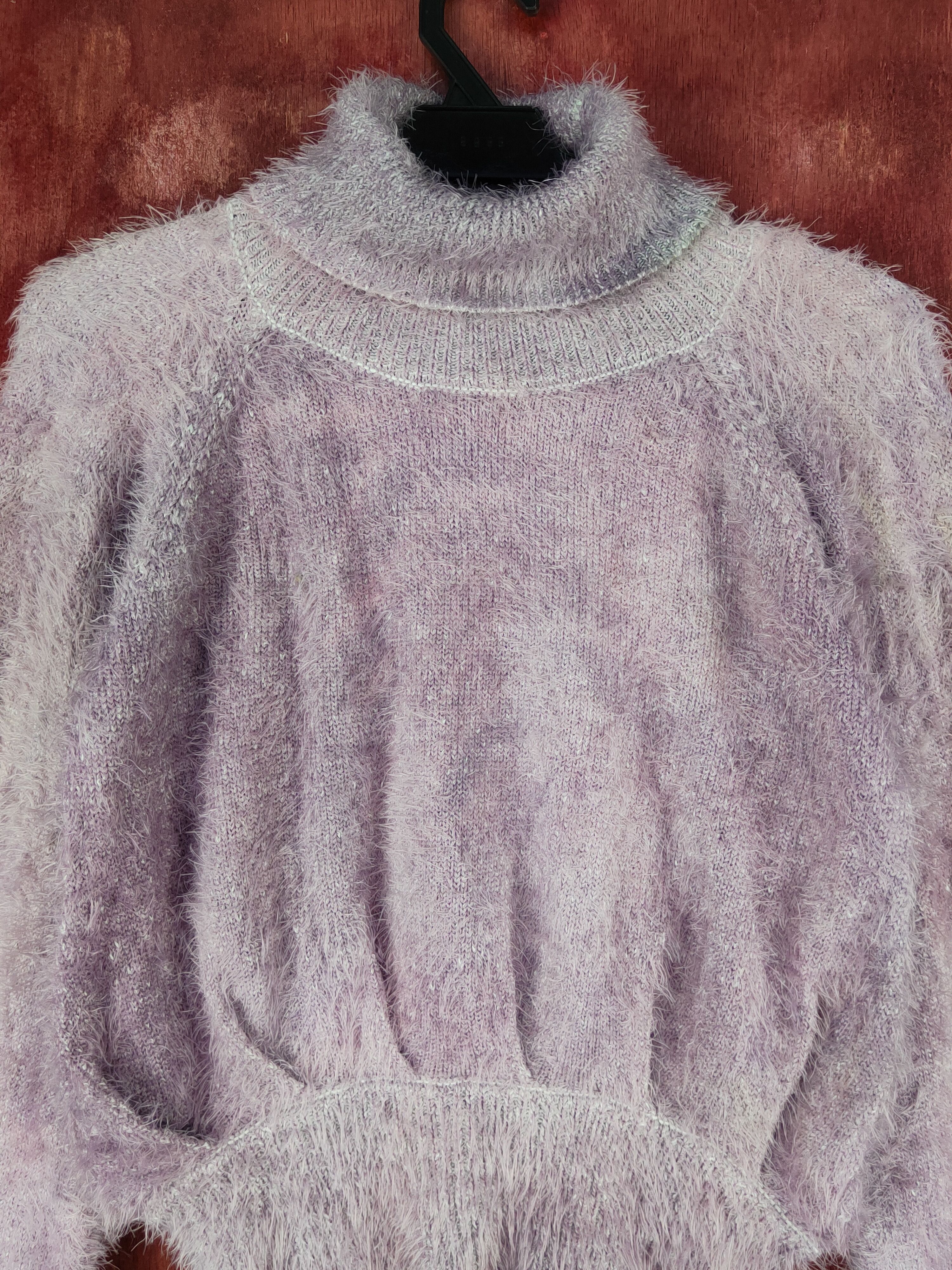 Homespun Knitwear Kobe Lettuce Purple faded Shaggy Fur Mohair Knitwear #S2278 Size S / US 4 / IT 40 - 2 Thumbnail