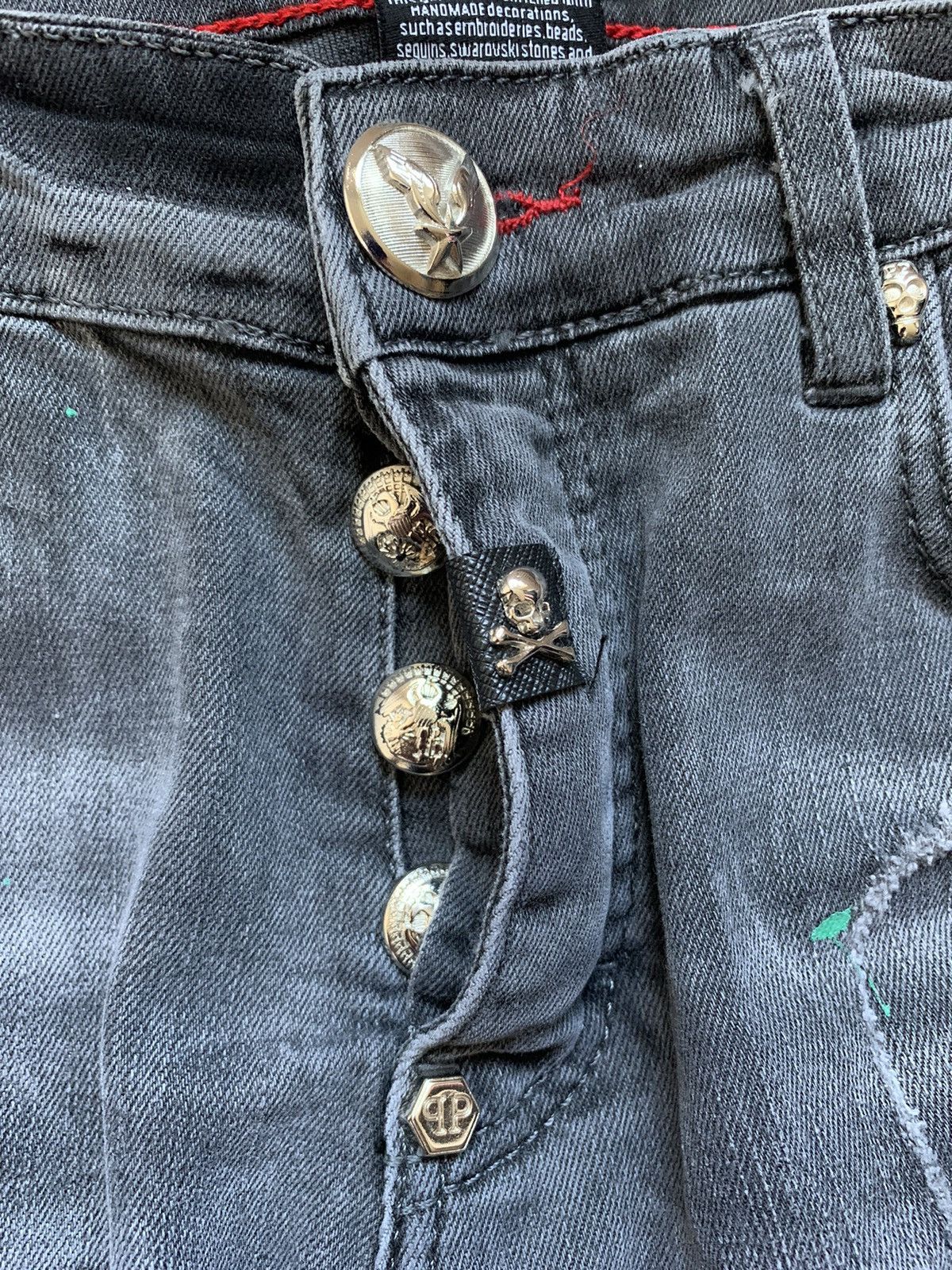 Andy Warhol × Philipp Plein Skull Denim Philipp Plein Distressed Fabric Dsquared Style Size US 33 - 9 Thumbnail