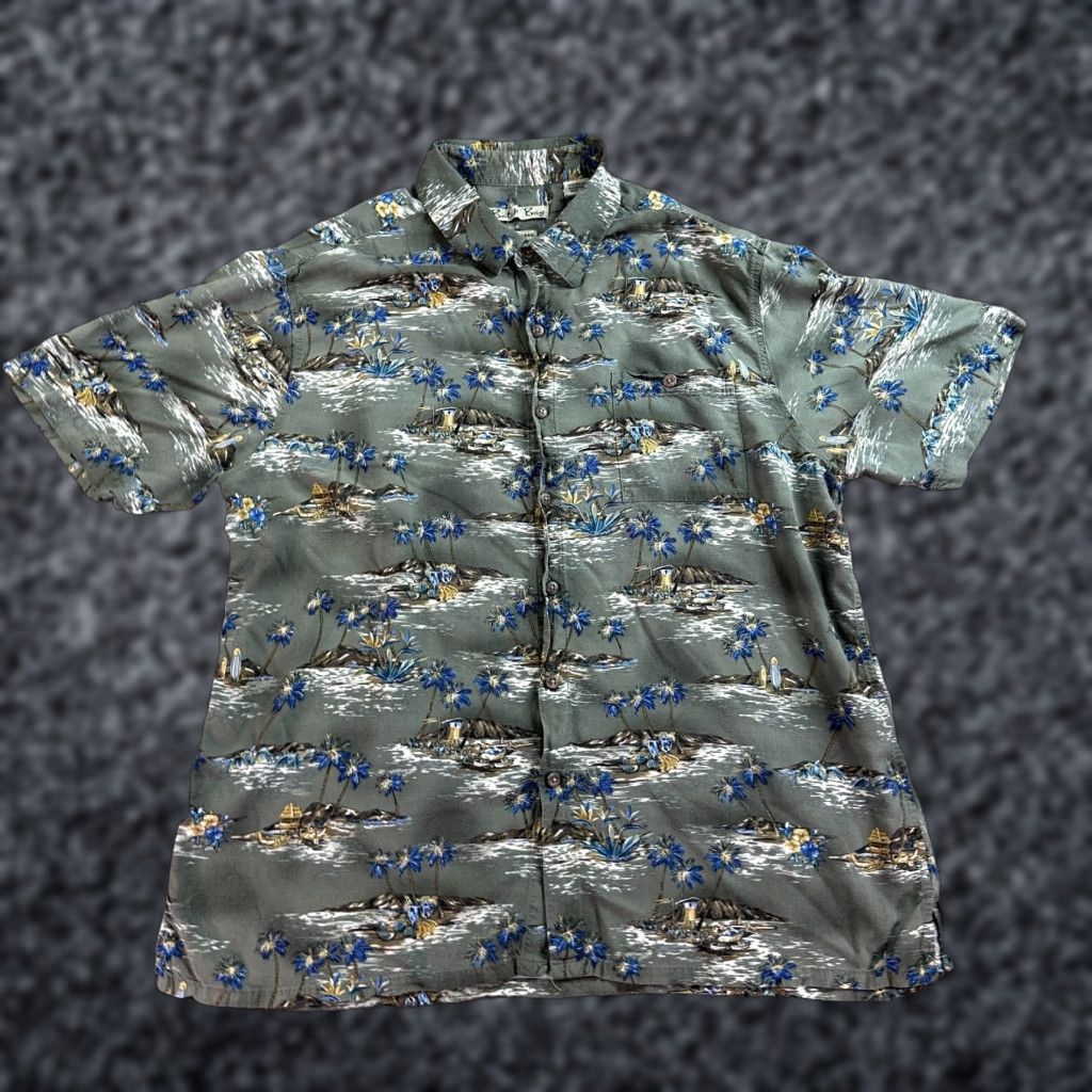 Vintage VINTAGE Batik Bay Button-Up Shirt Mens XL Green Palm Island Rayon Short Sleeve Graphic Print Hawaiian Collared Button Up Category: Shirt Size US XL / EU 56 / 4 - 1 Thumbnail