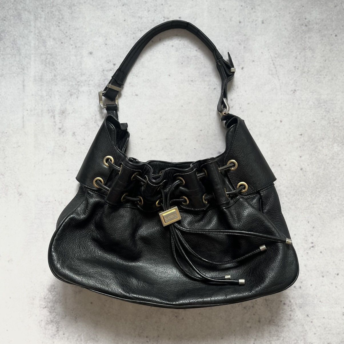 image of 1990S Burberry Warrior Leather Bag in Black, Women's