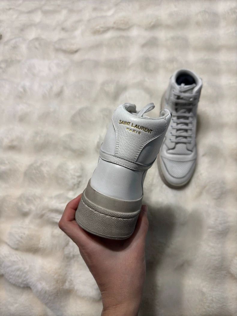 Saint Laurent Paris Saint Laurent Paris Old high-top shoes made of pure white s Size US 7 / EU 40 - 6 Thumbnail