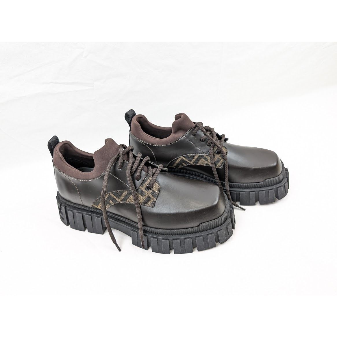 Fendi o1rshd1 Lace Up Fabric Calf Leather Boots Shoe in Multicolor Size US 10 / EU 43 - 17 Thumbnail