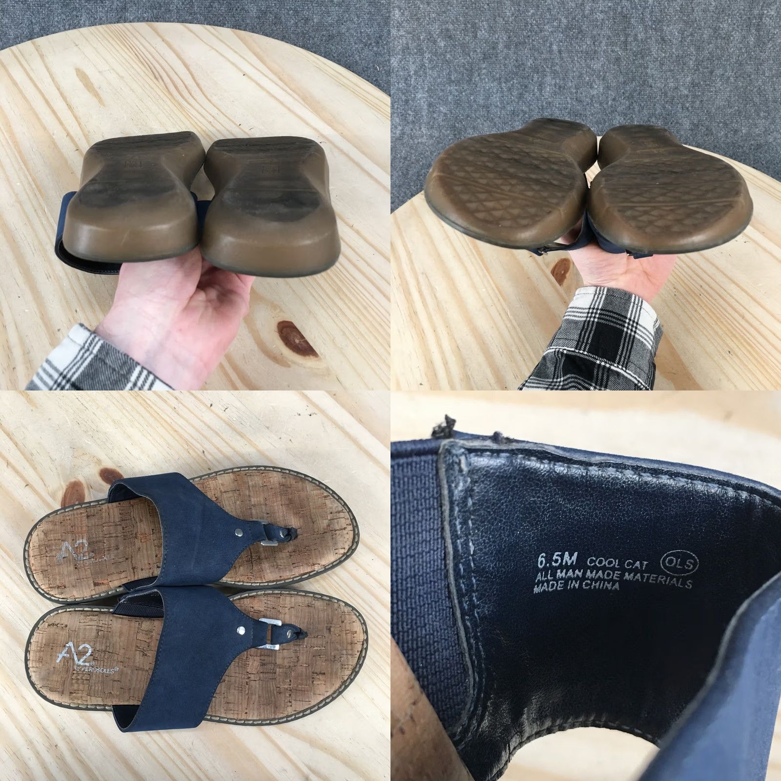 Vintage Aerosoles Sandals Womens 6.5M Blue Faux Leather Wedge Heels Thong Casual Slip-On Shape: Solid Pattern: Blue, Blue Size US 7 / IT 37 - 9 Thumbnail