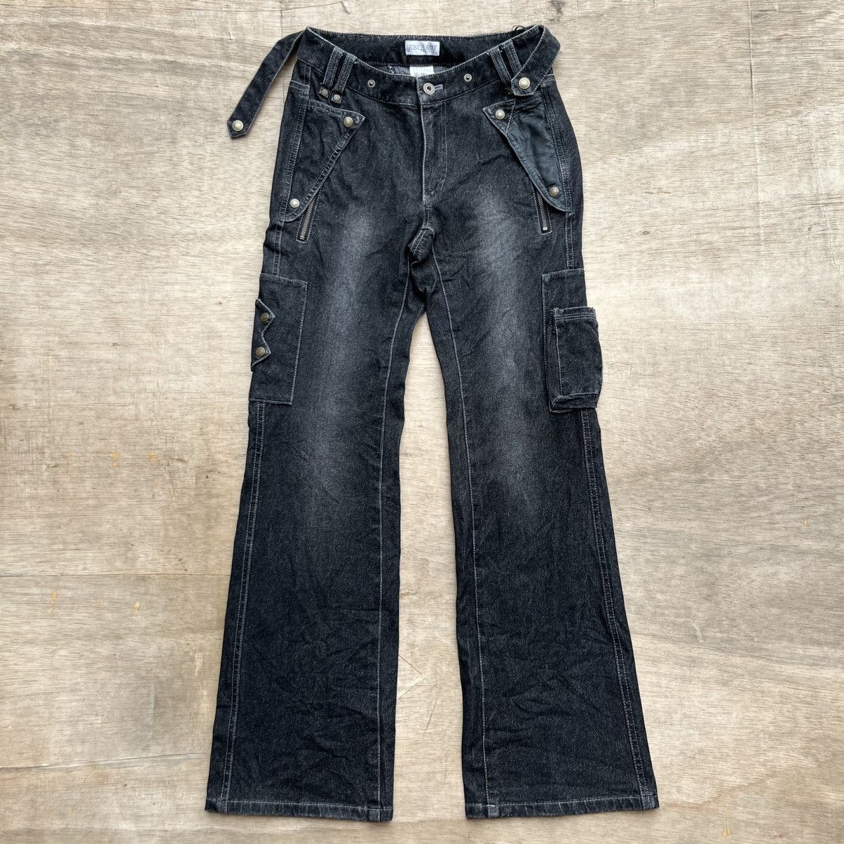 00s japanese label flare cargo denim デニム 00s japanese label archive flare denim