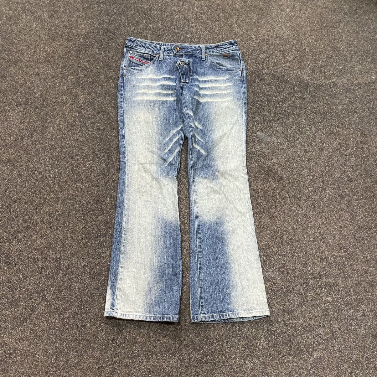Vintage Vintage Y2K Distressed Flared Jeans Grunge 90s Archive Slim Size 34" / US 12 / IT 48 - 1 Thumbnail