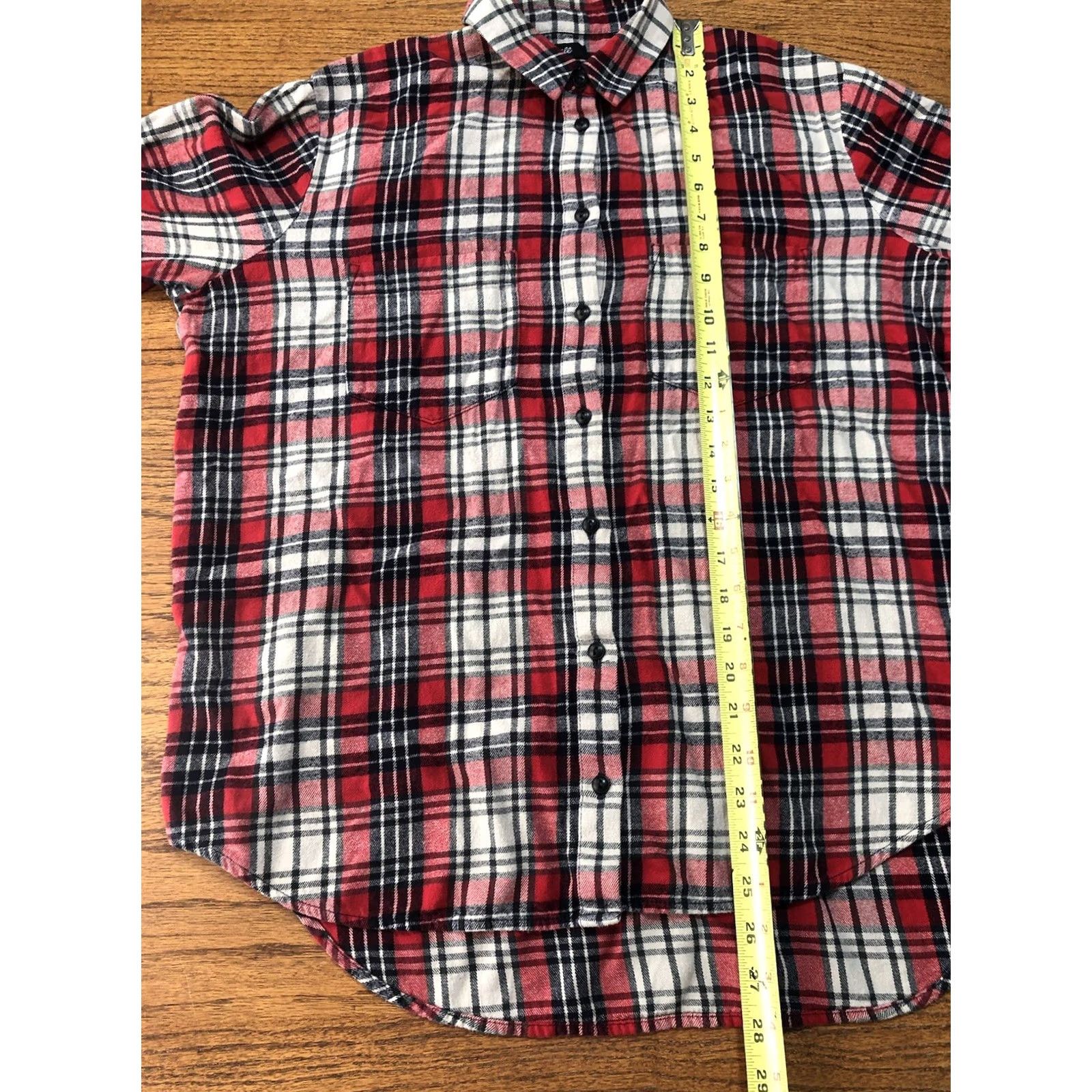 Madewell Madewell Womens Medium Oversized Boyfriend Plaid Flannel Shirt Red F6364 Size M / US 6-8 / IT 42-44 - 6 Thumbnail