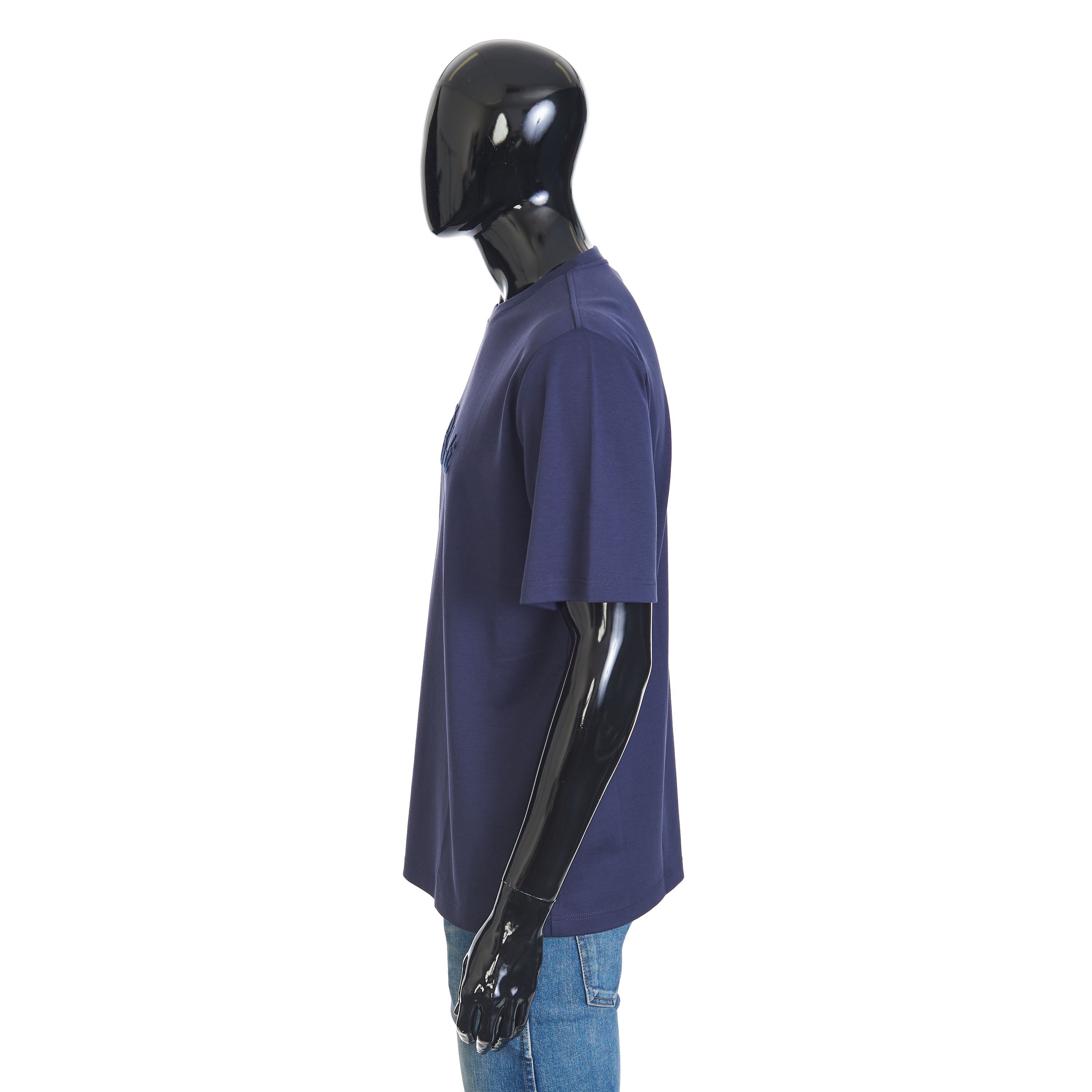 Berluti Oversized Logo Embroidery T-Shirt In Ink Blue Cotton Size US M / EU 48-50 / 2 - 3 Thumbnail