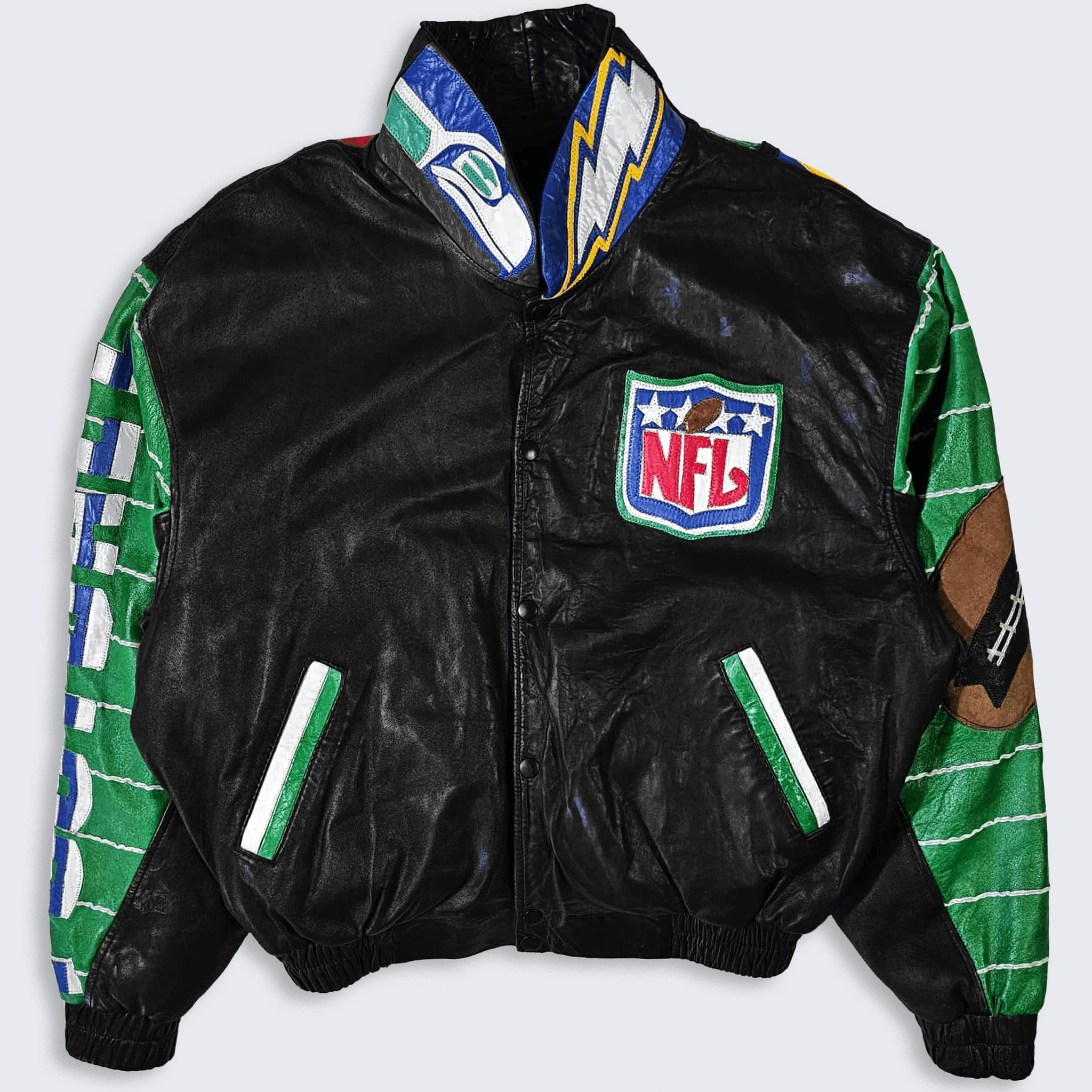 NFL NFL Vintage 90s Patches Custom Handmade Leather Jacket Size US XL / EU 56 / 4 - 2 Thumbnail