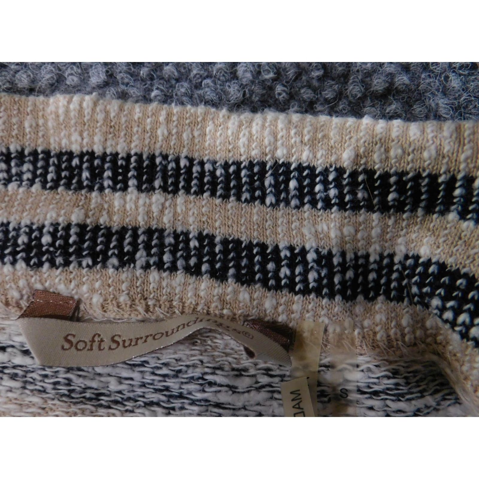 Soft Surroundings Soft Surroundings Sweater Tunic Womens Medium Blue Beige Striped Cotton Boho Size M / US 6-8 / IT 42-44 - 7 Thumbnail