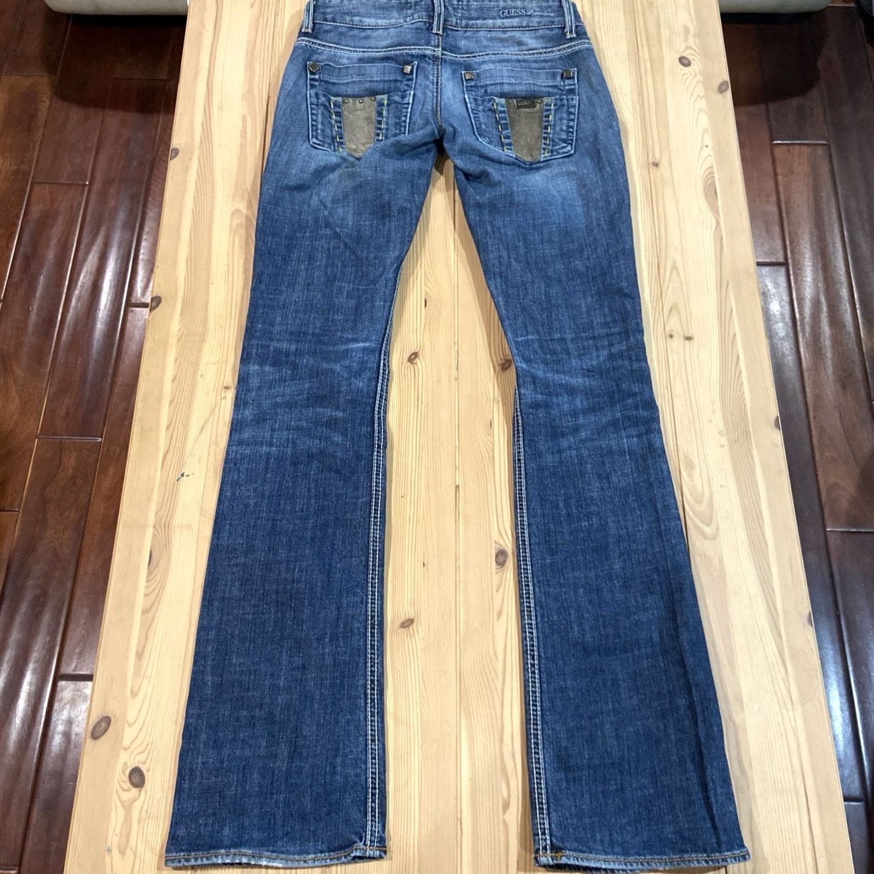Guess VINTAGE GUESS Jeans Stretch flare Denim pants Y2K fitted womens 24 Size 42" / US 20 - 2 Thumbnail