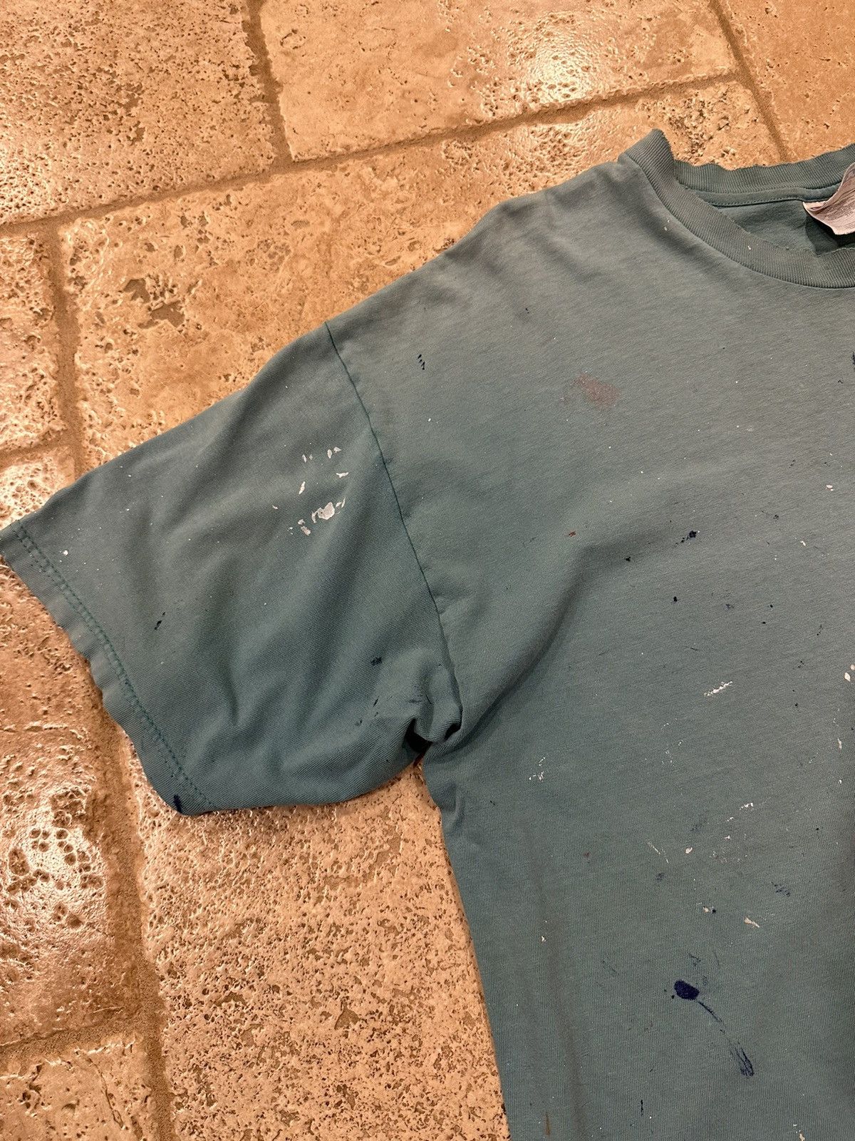 StraightFaded Vintage Hanes Security Chill Out Green Sun Faded Painted Tee Size US XXL / EU 58 / 5 - 7 Thumbnail