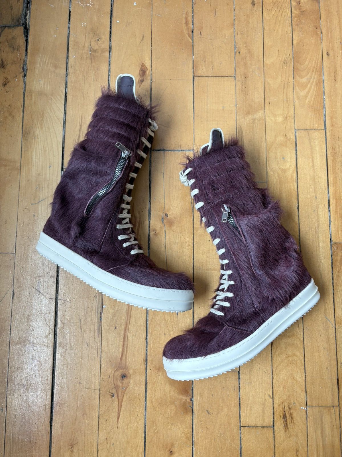 Rick Owens Rick Owens FW23 "Luxor" Amethyst Pony Hair Cargo Geobasket Size US 9.5 / EU 42-43 - 5 Thumbnail