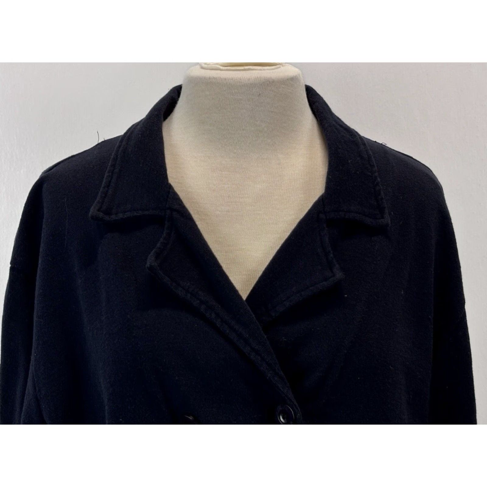 Doublet VINTAGE Hot Cotton Knit Jacket Women Navy Double Breasted Pea Coat Size Large Adult Women Navy Knit Jacket Size L / US 10 / IT 46 - 5 Thumbnail
