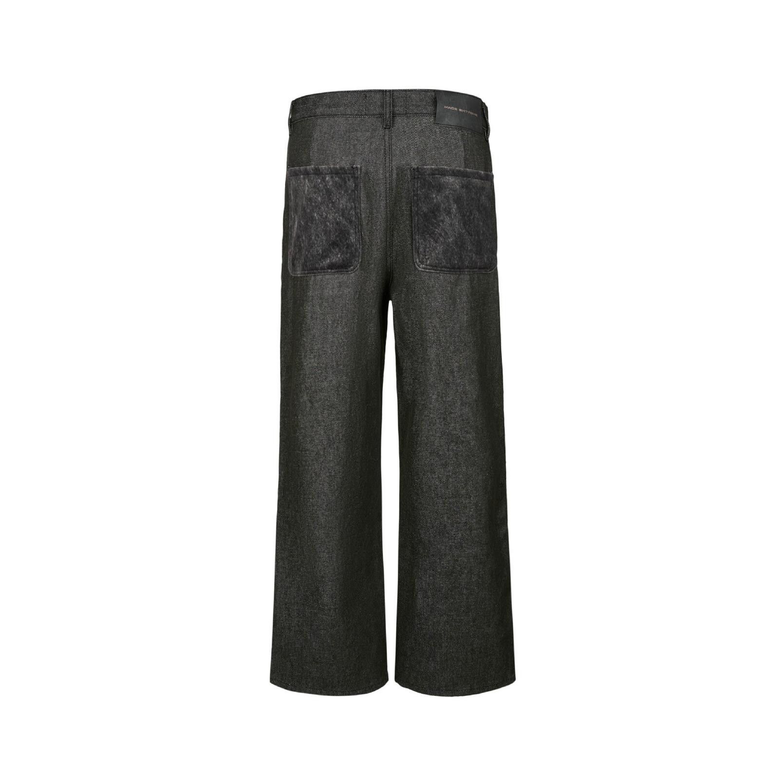 Black Wide Leg Carpenter Pants, Button Fly Workwear