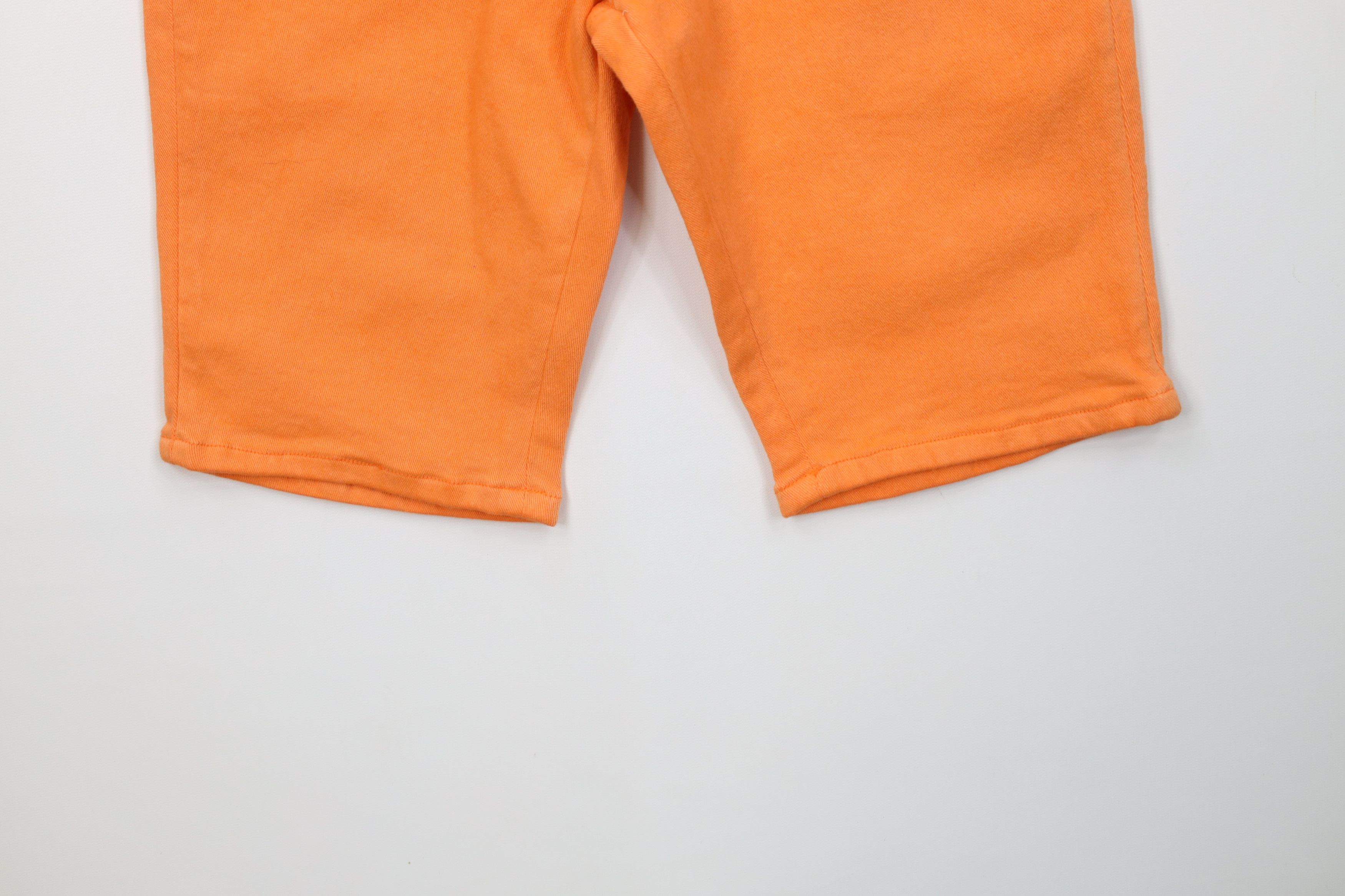 Vintage Deadstock Vintage 90s Streetwear Denim Jean Shorts Orange Size 32" / US 10 / IT 46 - 4 Thumbnail