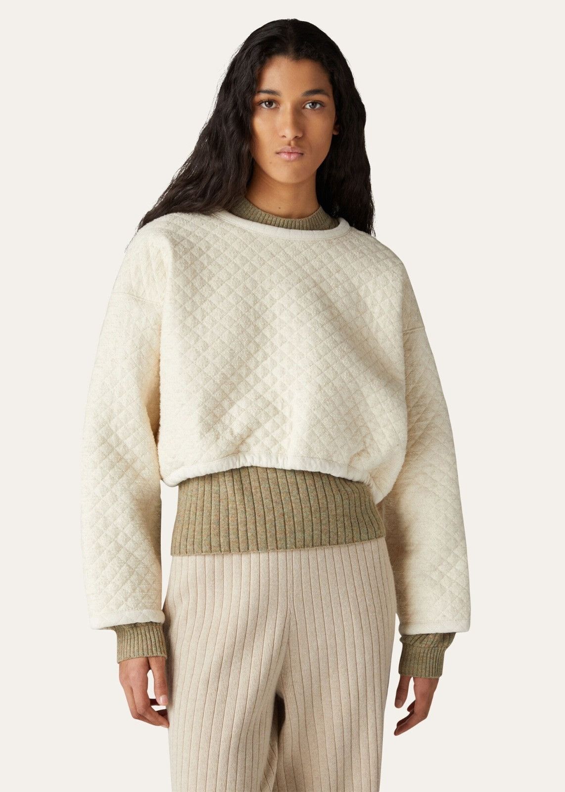 Loro Piana o1srvl11e0824 Tacna Cropped Sweatshirt in Off White Size XL / US 12-14 / IT 48-50 - 8 Thumbnail