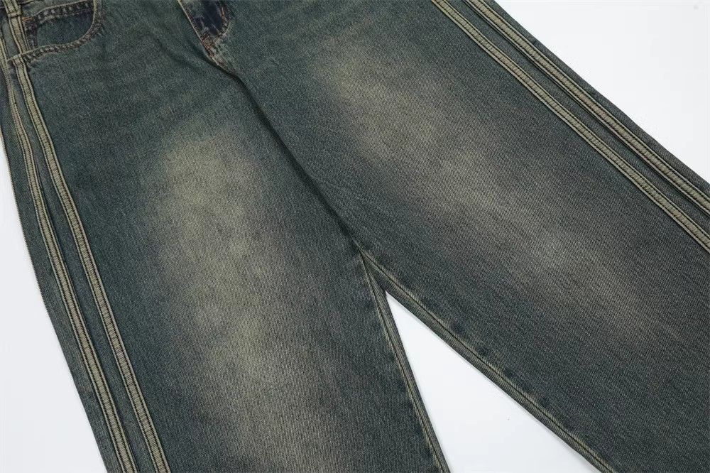 Japanese Brand × Jean Side stripe paneled washed distressed straight jeans Size US 32 / EU 48 - 5 Thumbnail