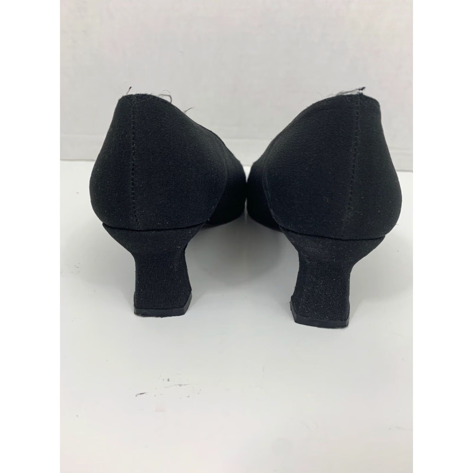 Stuart Weitzman Stuart Weitzman Square Toe Block Heel Womens US 5 Black Fabric Pump Heel Spain Pumps, Classic, Dress, Block, Medium, WomensShoe Size US 5 / IT 35 - 7 Thumbnail
