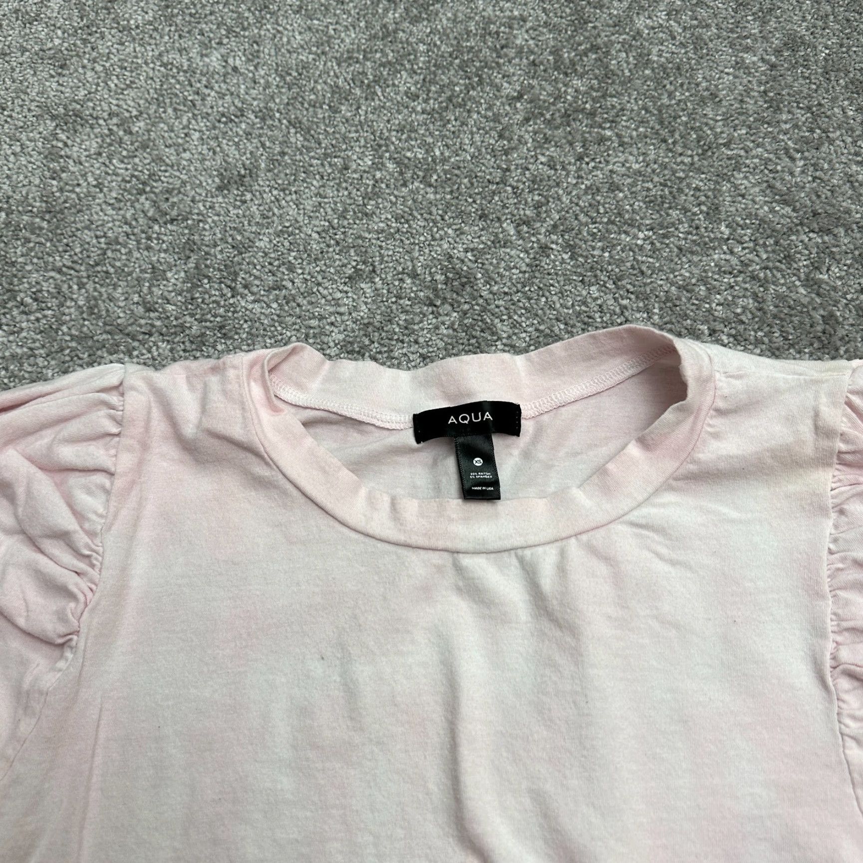 AQUA VINTAGE Aqua Shirt Womens XS Pink Tie-Dye Puff Sleeve Crew Neck Top 60s Beach Love Short Sleeve Womens Size XS / US 0-2 / IT 36-38 - 3 Thumbnail