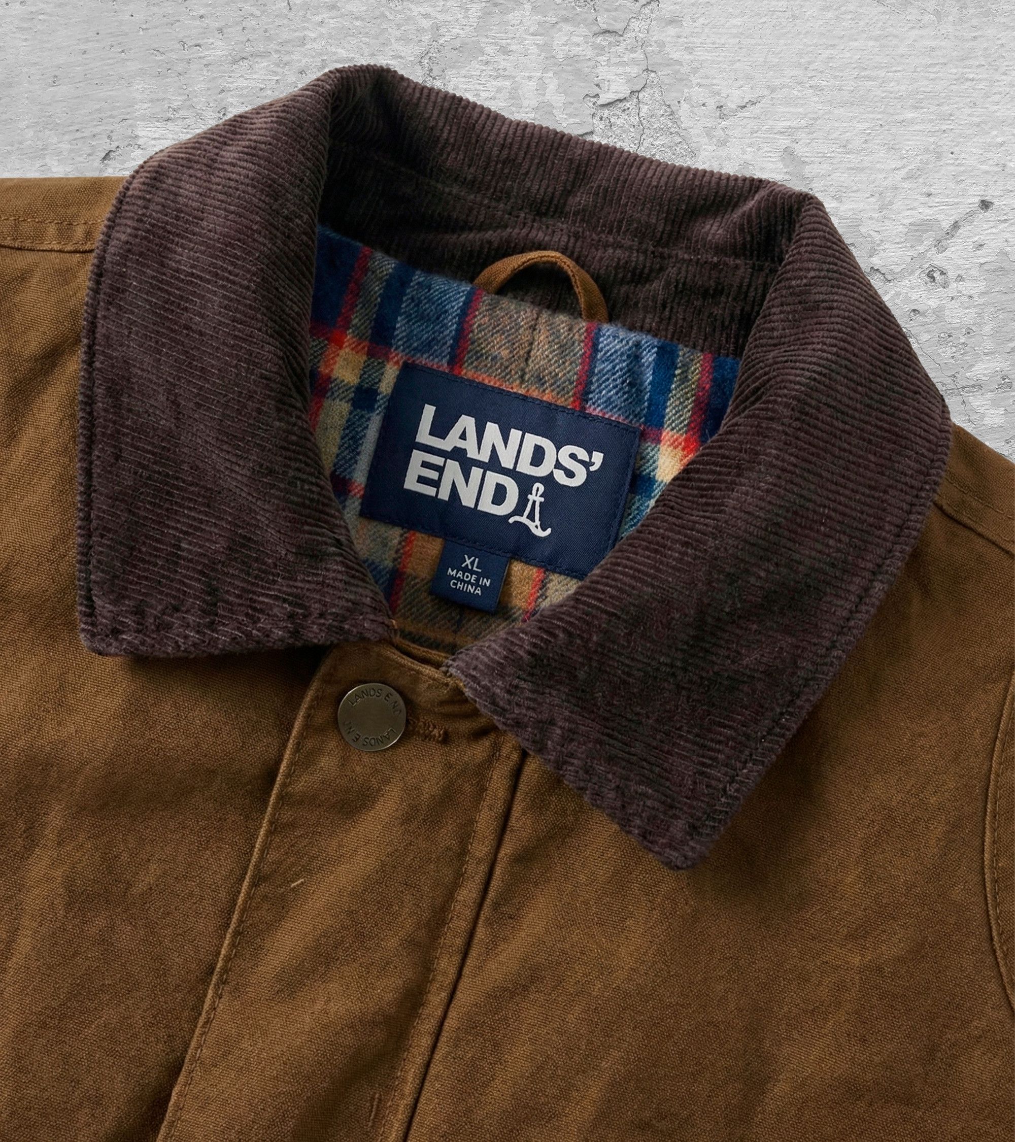 Lands' End Lands’ End Brown Work Jacket XL – Plaid Lined Chore Coat Size US XL / EU 56 / 4 - 3 Thumbnail