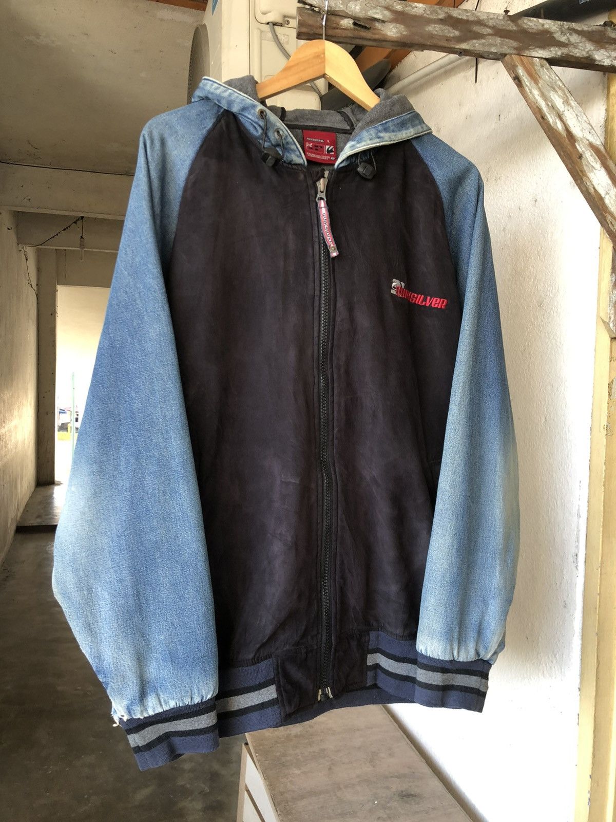 Quiksilver Vintage 90s Quiksilver 70 Denim Distressed Hoodie Jacket Size US XXL / EU 58 / 5 - 7 Thumbnail