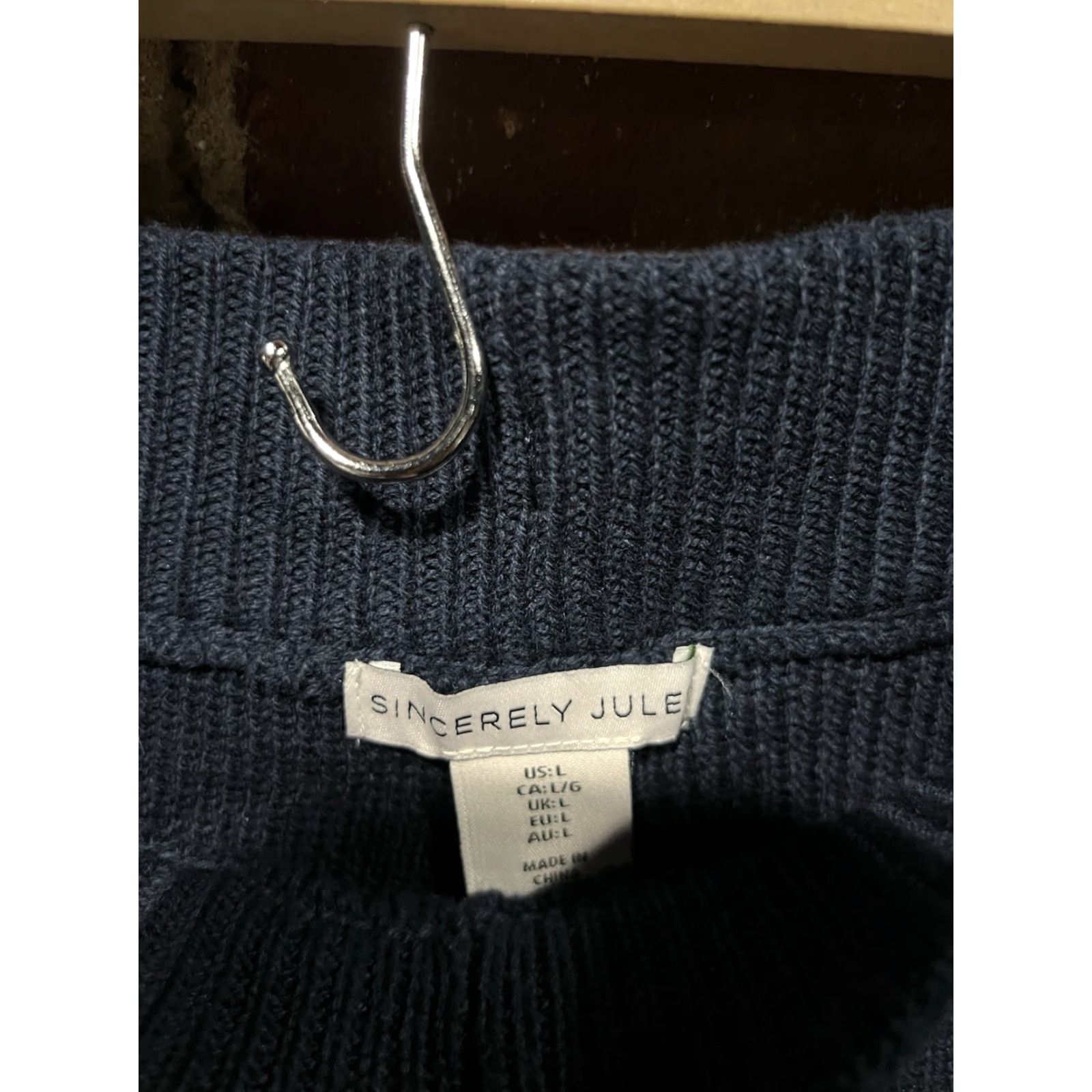 Vintage Sincerely Jules Womens Pants Cropped Blue Size L Pull On Ribbed Cropped Solid 23" Inseam Size 36" / US 14 / IT 50 - 3 Thumbnail
