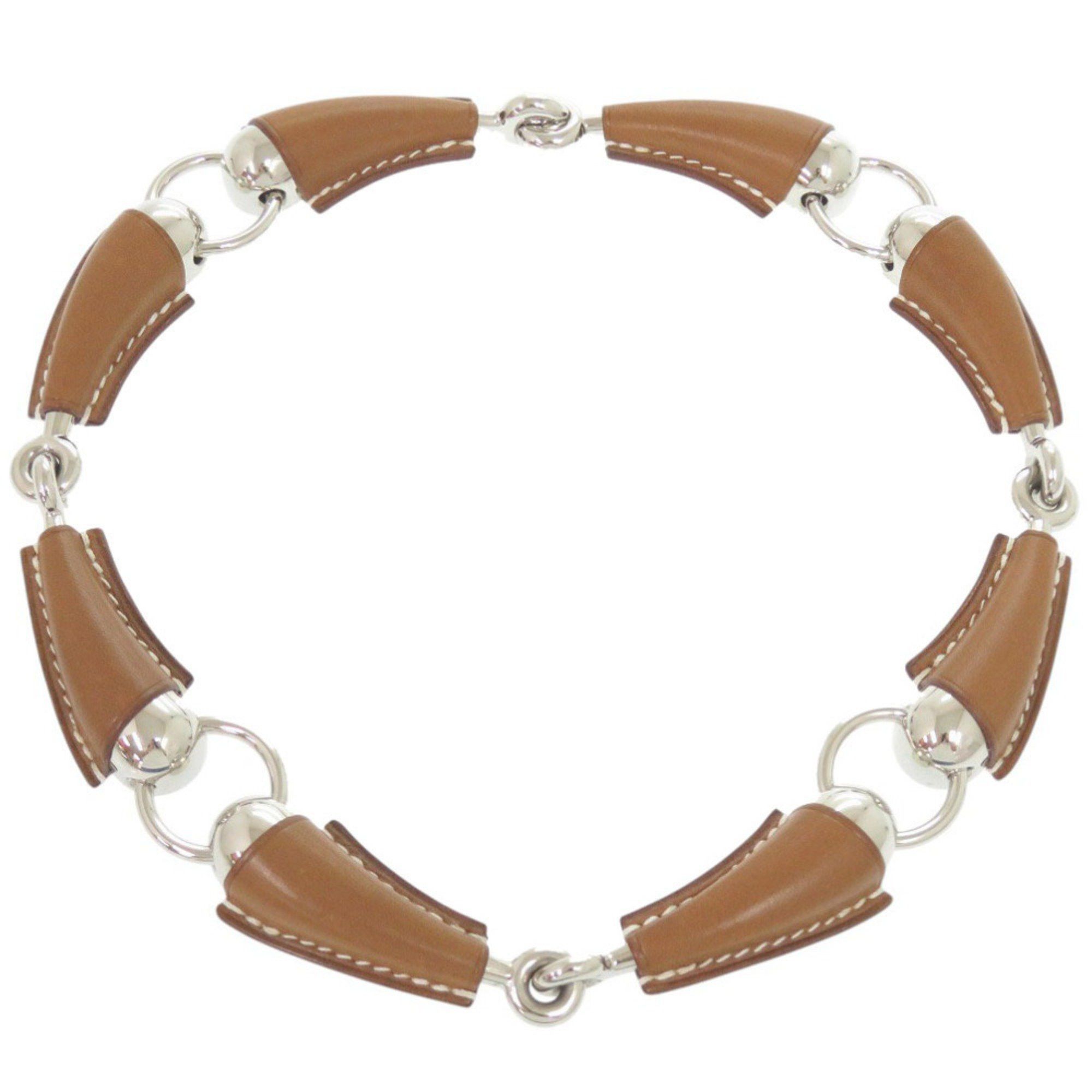 Hermes Like new Hermès Epure Equestre Vaubarenia/Fauve metal necklace with silver hardware and a W stamp (made in 2024). Brown choker necklace, item number 0415. This HERMES is for women. Size ONE SIZE - 1 Thumbnail