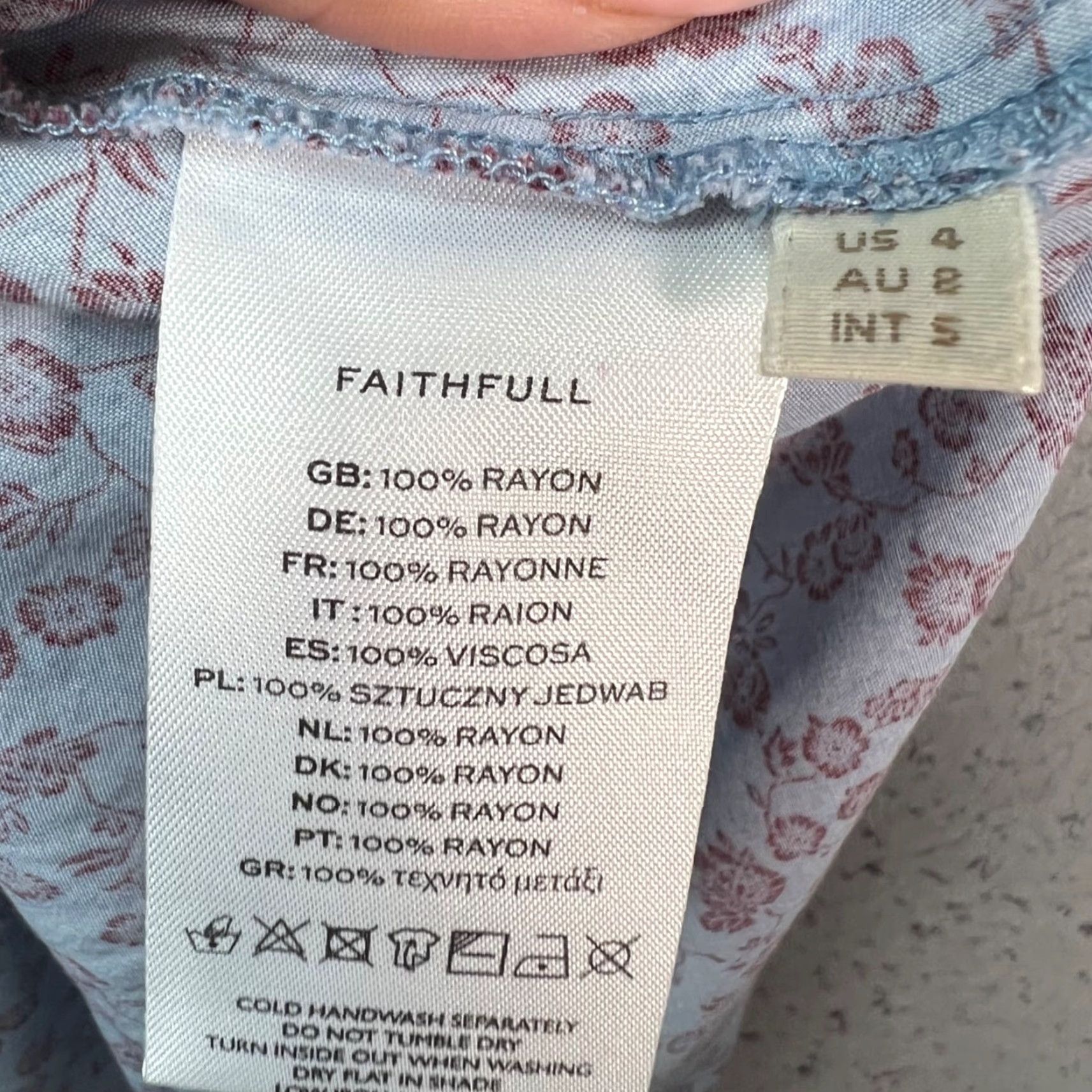 Vintage Faithfull The Brand Womens Maxi Dress Floral Sleeveless V-Neck Light Blue & Red 4 Adult Womens 4 Blue Floral Summer Spring Casual Size S / US 4 / IT 40 - 4 Thumbnail