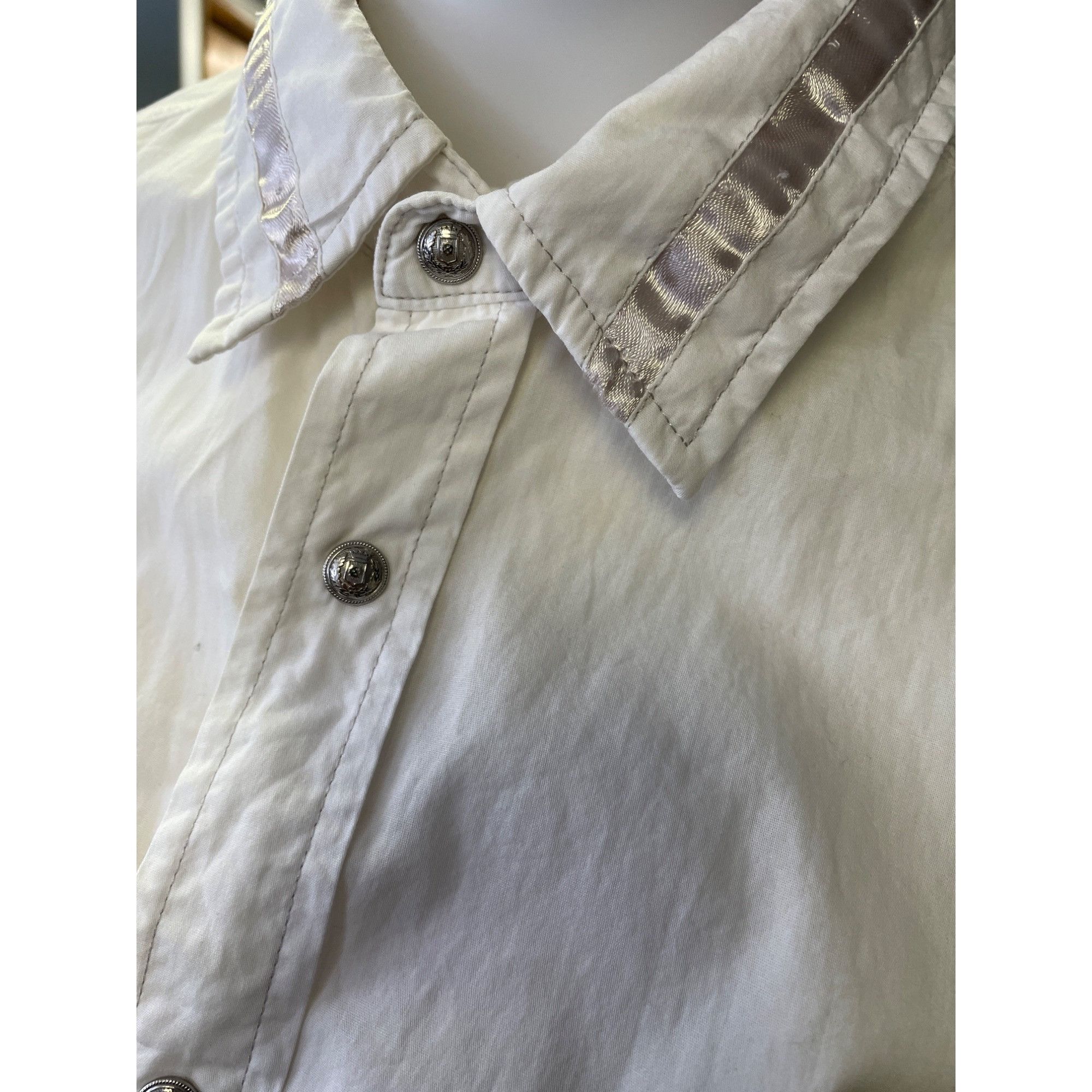 Guess Guess Women's off White Snap Button up Shirt Long Sleeve Siz Size L / US 10 / IT 46 - 2 Thumbnail