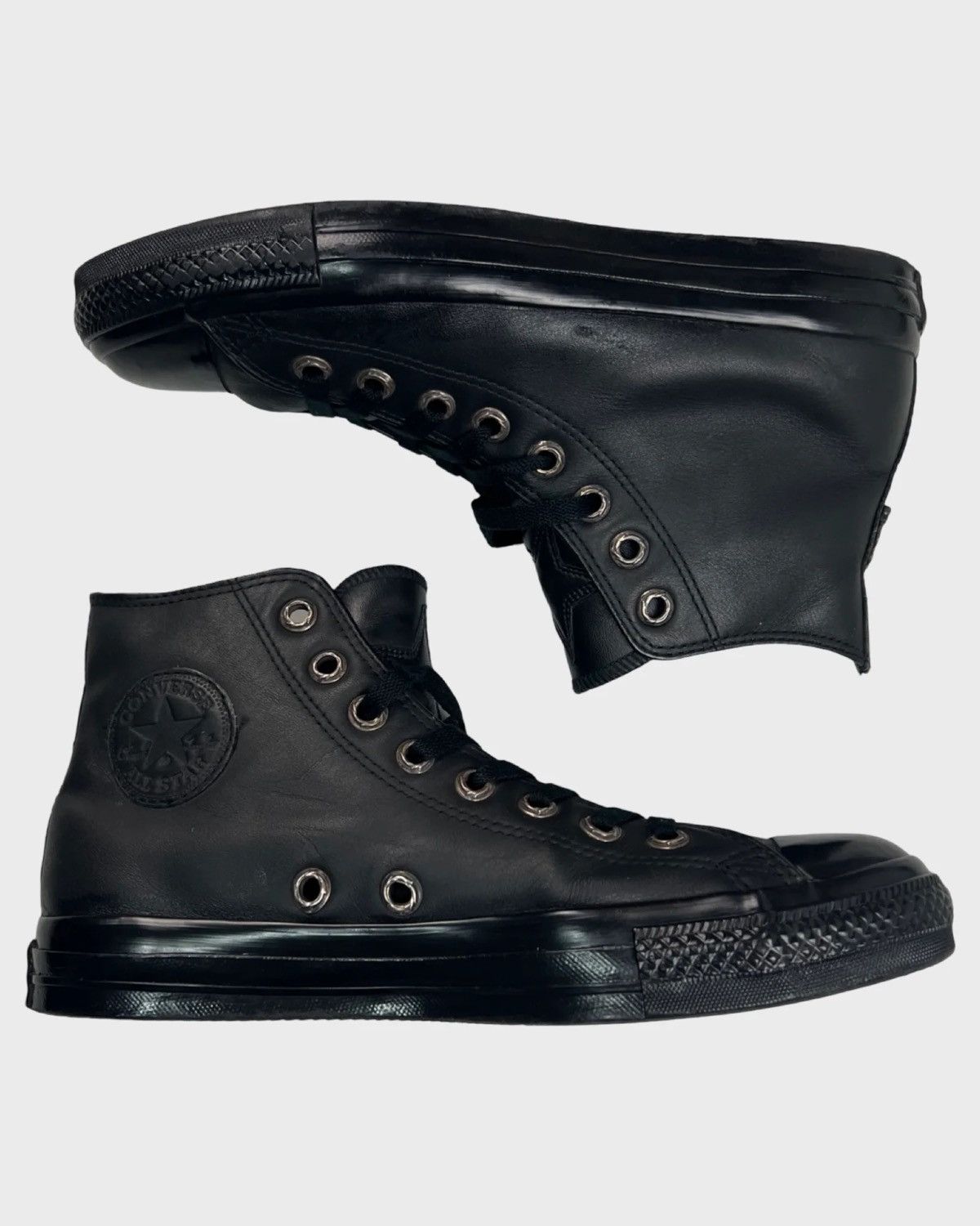 Chrome Hearts CONVERSE CHROME HEARTS LEATHER ALL BLACK STAR SNEAKER SZ 42 Grailed