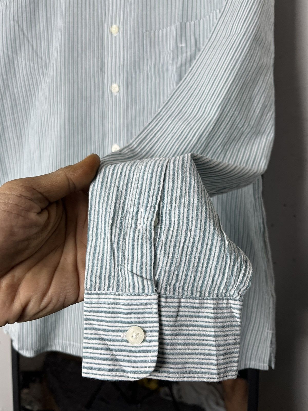 Japanese Brand Mindbridge striped button ups shirt /balenciaga/prada/issey Size US M / EU 48-50 / 2 - 6 Thumbnail